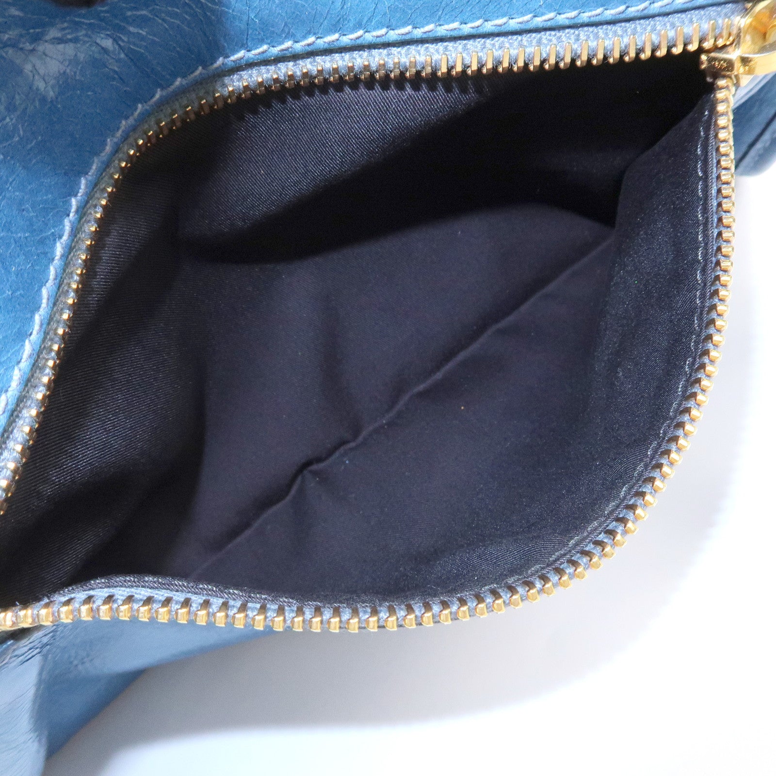 MIU MIU Logo Leather 2Way Bag Hand Bag Shoulder Bag Blue