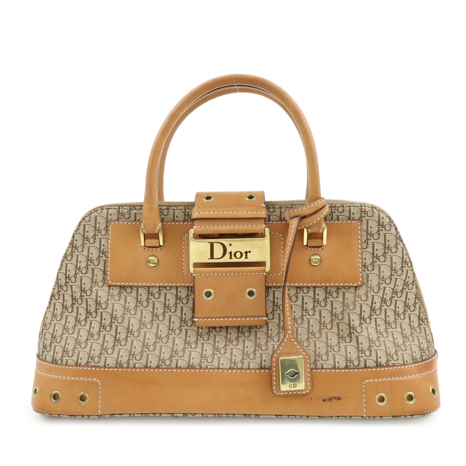 Christian Dior Trotter Street Chic Jacquard Canvas Leather Hand Bag