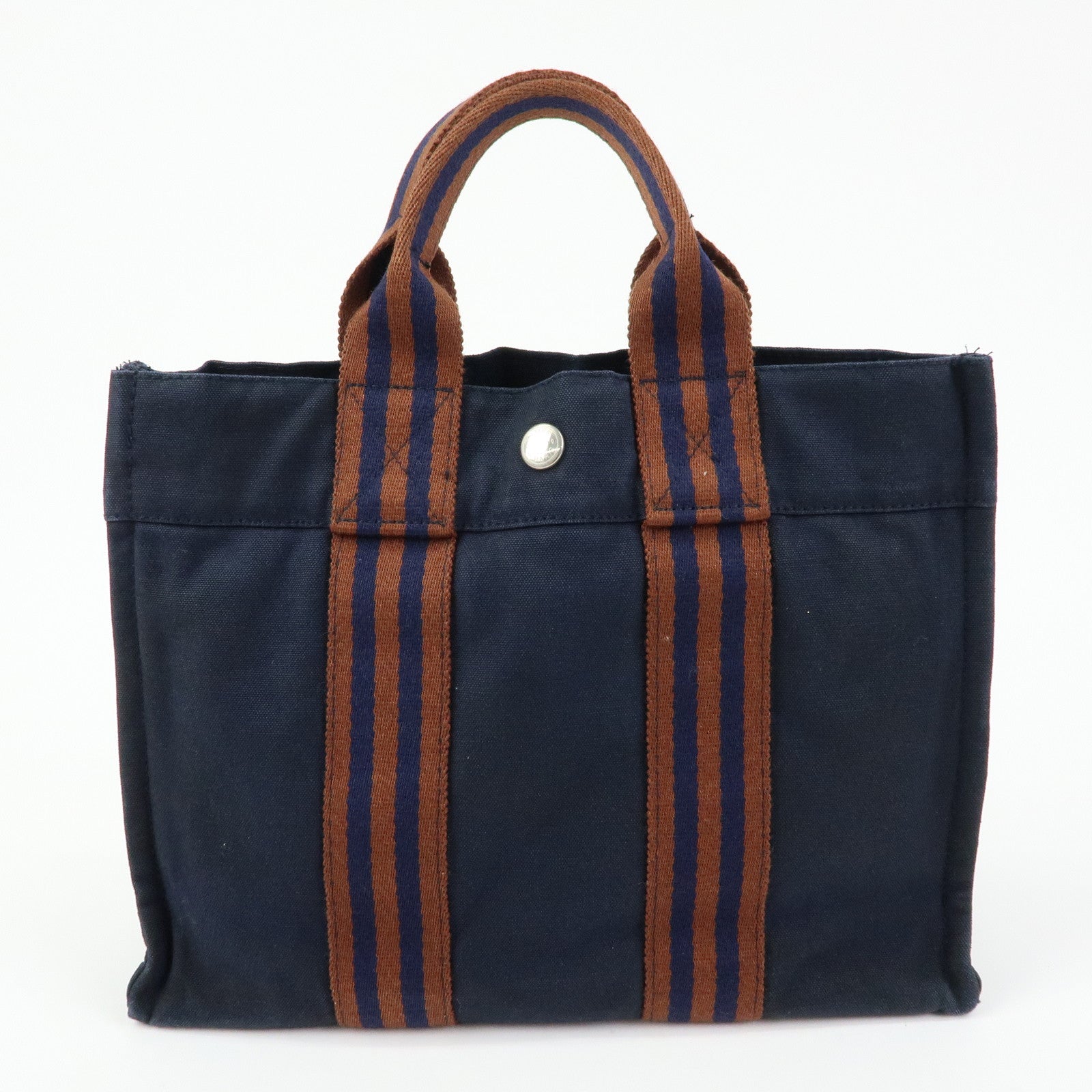 HERMES Fourre Tout Canvas PM Tote Bag Hand Bag Navy