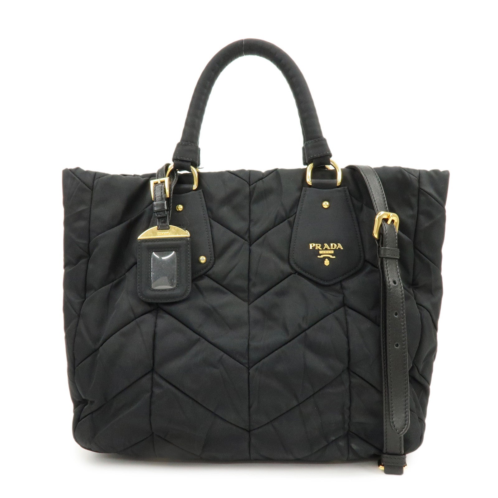 PRADA Nylon 2Way Bag Hand Bag Shoulder Bag Black BN1593