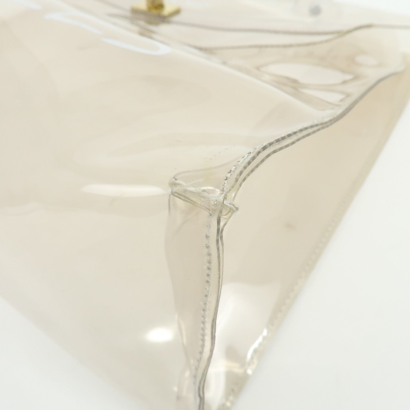 HERMES Kelly Vinyl Hand Bag Clear Transparent
