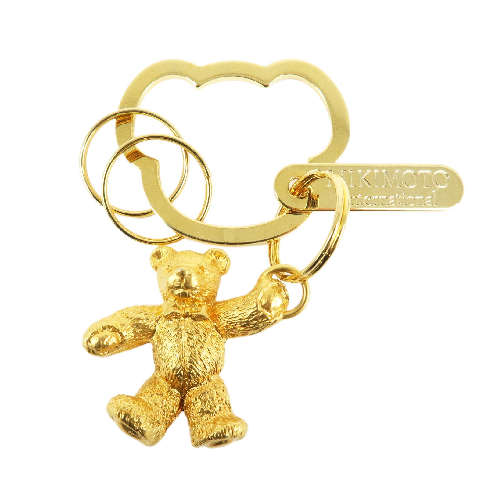 MIKIMOTO Metal Teddy Bear Bag Charm Key Chain Gold