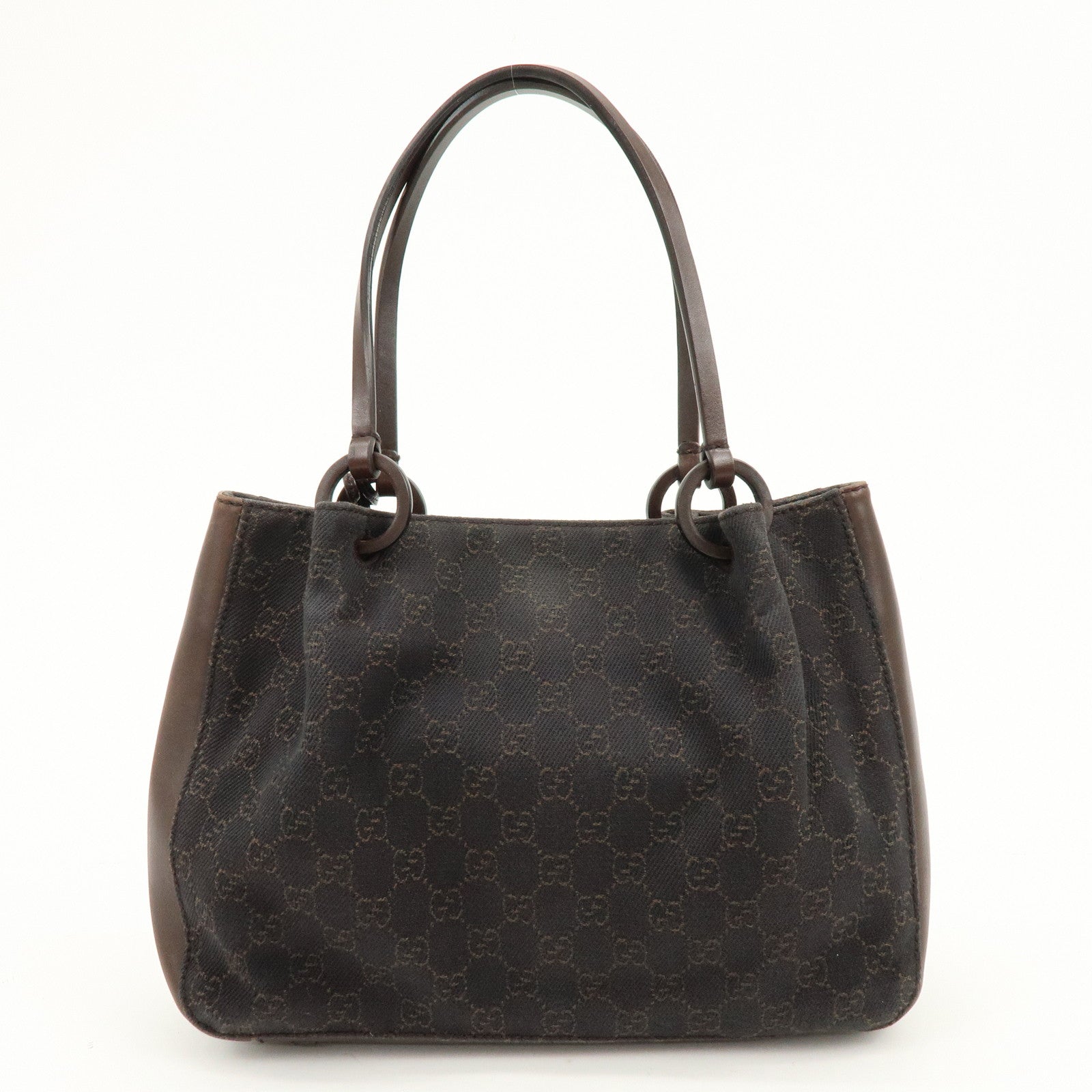 GUCCI GG Canvas Leather Shoulder Bag Tote Bag Brown 101919