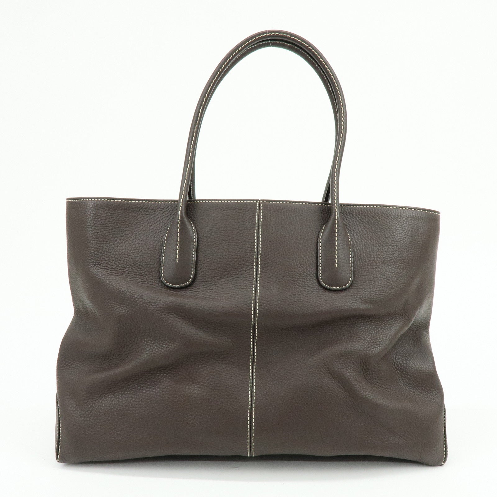 TOD'S Logo Leather Tote Bag Shoulder Bag Brown