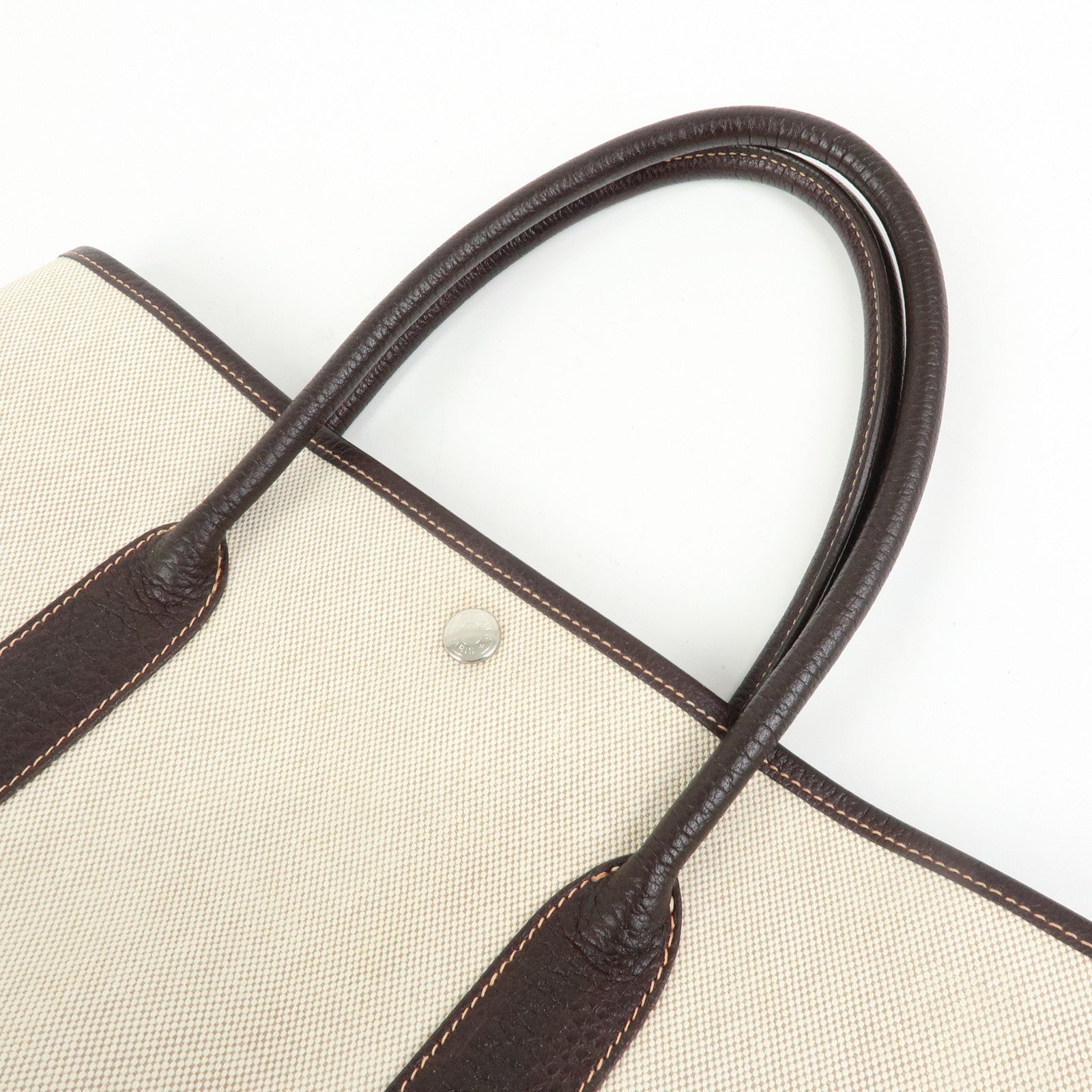 HERMES Toile Ash Canvas Negonda Garden Party PM Tote Bag □H Stamped