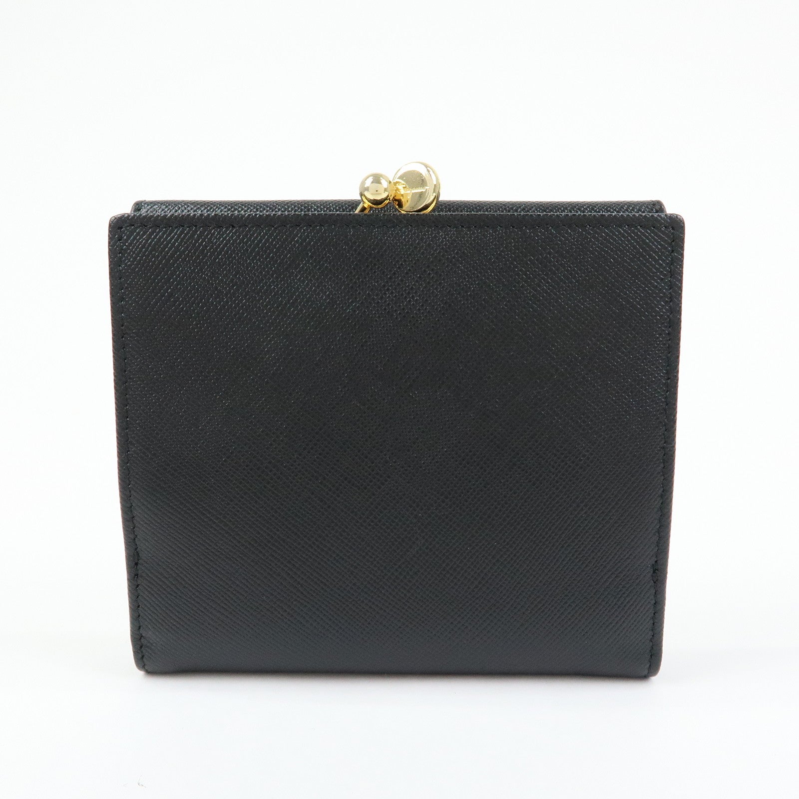 Ferragamo Gancini Leather Bi-Fold Compact Wallet Black