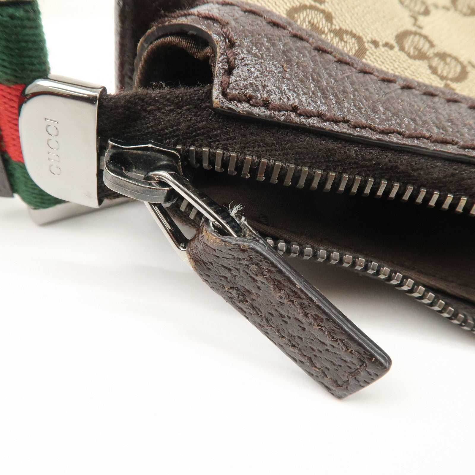 GUCCI Sherry GG Canvas Leather Shoulder Bag Beige Brown 181092