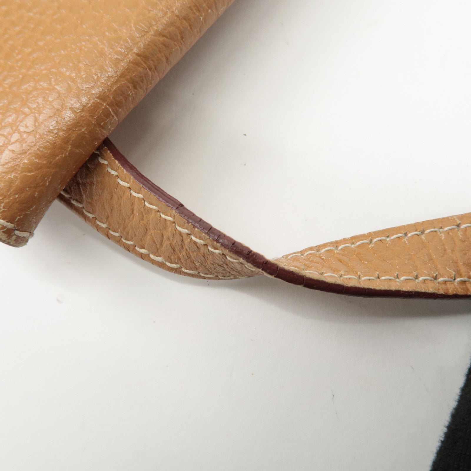 HERMES Leather Ameli H Logo Shoulder Bag Brown Silver HDW Used