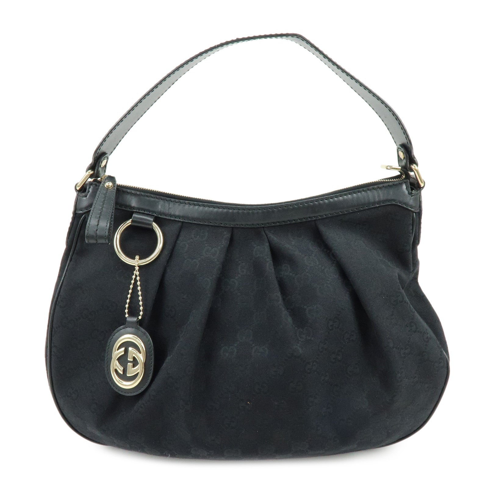 GUCCI Sukey GG Canvas Leather Shoulder Bag Black 232955