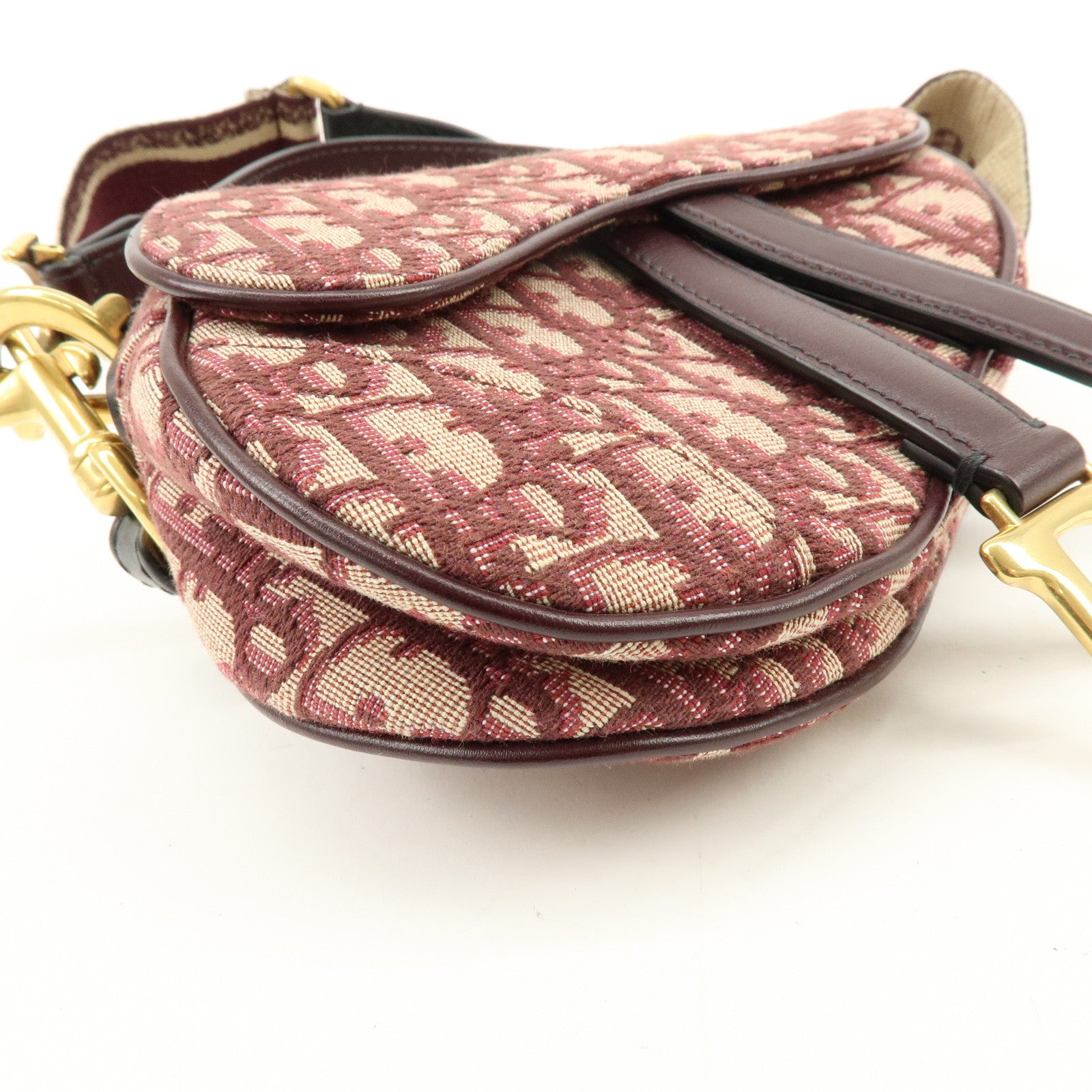 Christian Dior Oblique Jacquard Leather Mini Saddle Bag Hand Bag