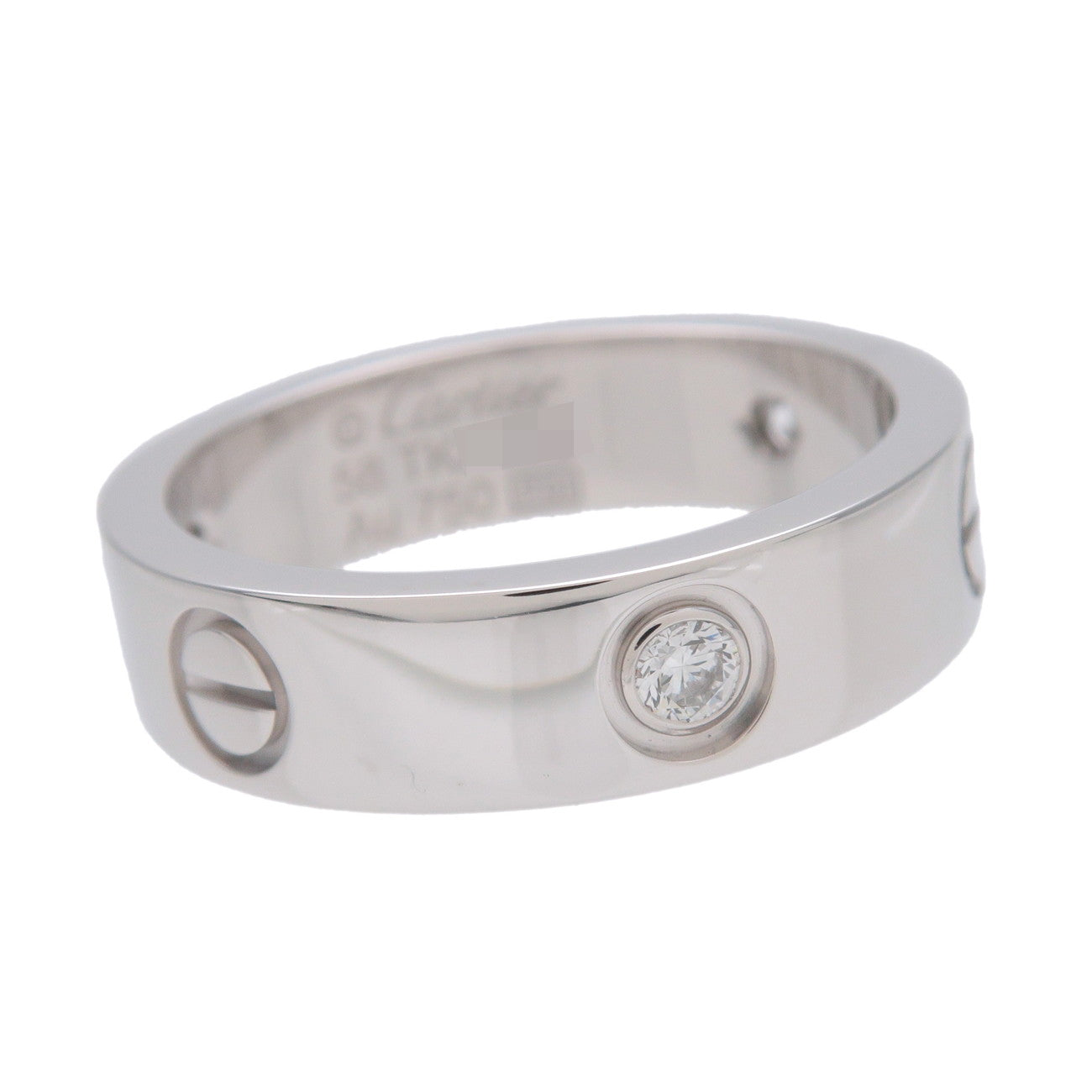Cartier Love Ring Half Diamond 3P K18WG 750WG White Gold #58 US8.5