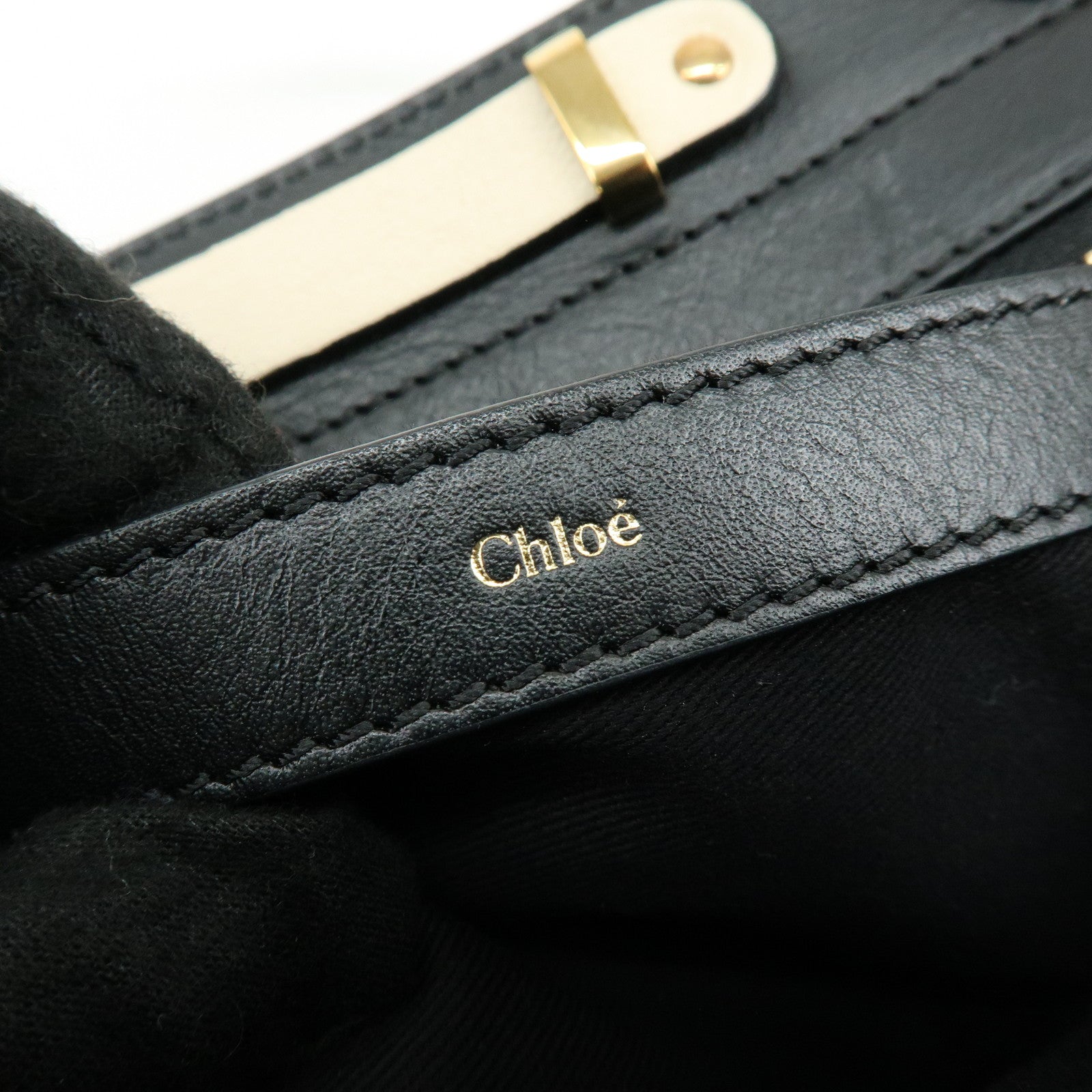 Chloe Leather Alice Mini Bag 2Way Bag Shoulder Hand Bag Black Ivory