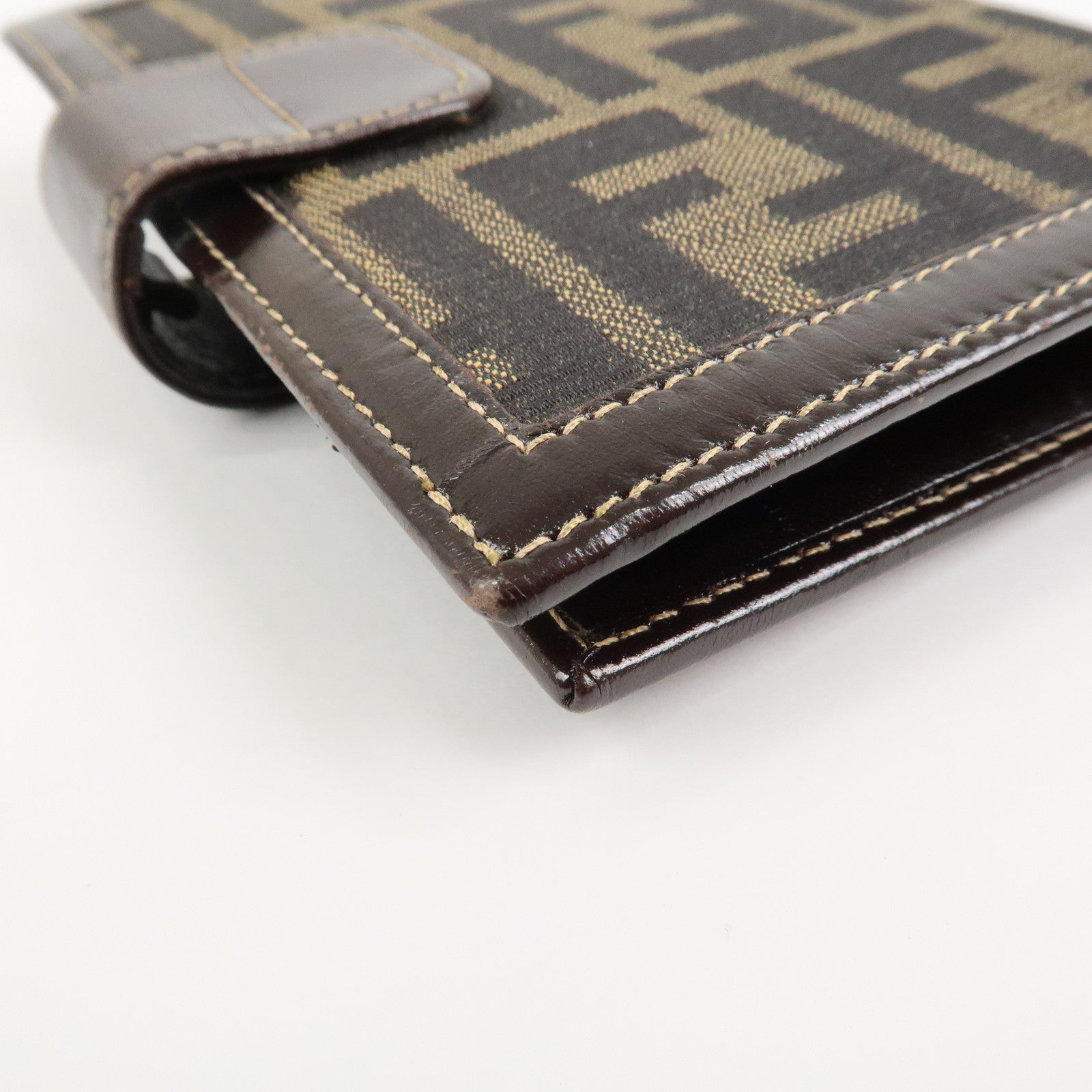 FENDI Zucca Canvas Leather Agenda Planner Cover Brown 30153