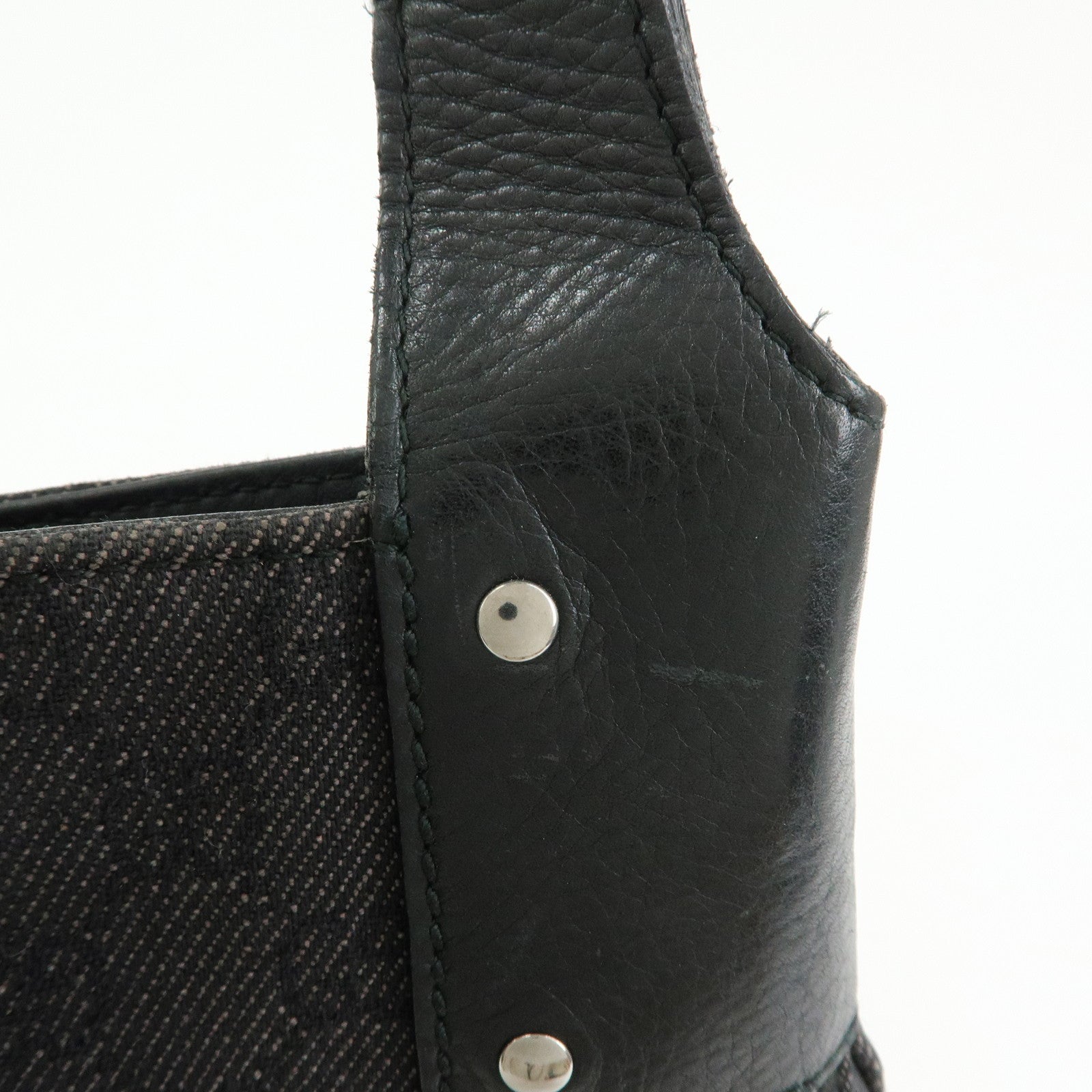 GUCCI GG Canvas Leather Shoulder Bag Hand Bag Black 179777