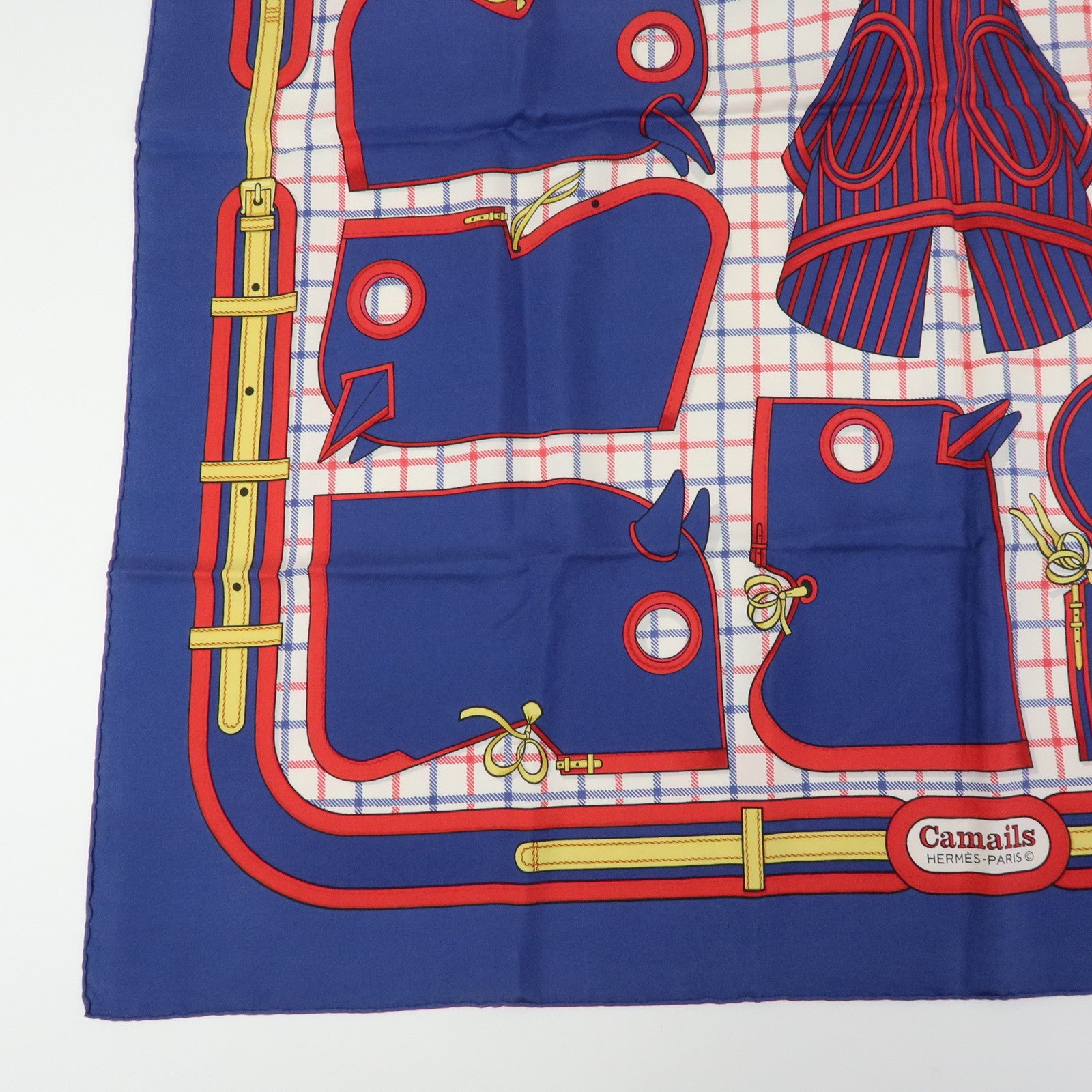 HERMES Carre 90 Set of 2 Silk 100% Scarf Navy Green