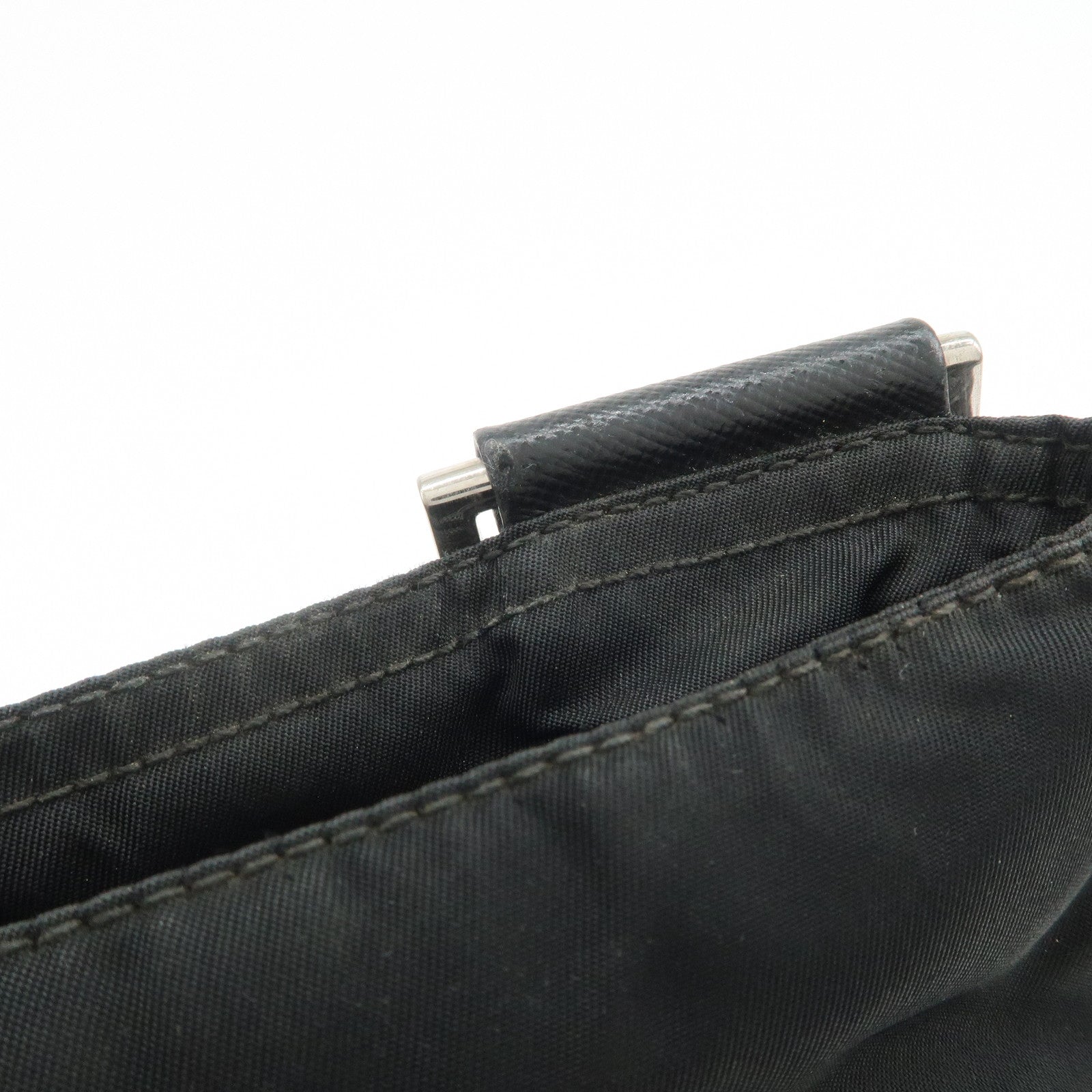 PRADA Triangle Logo Nylon Leather Shoulder Bag Crossbody Bag VA0348