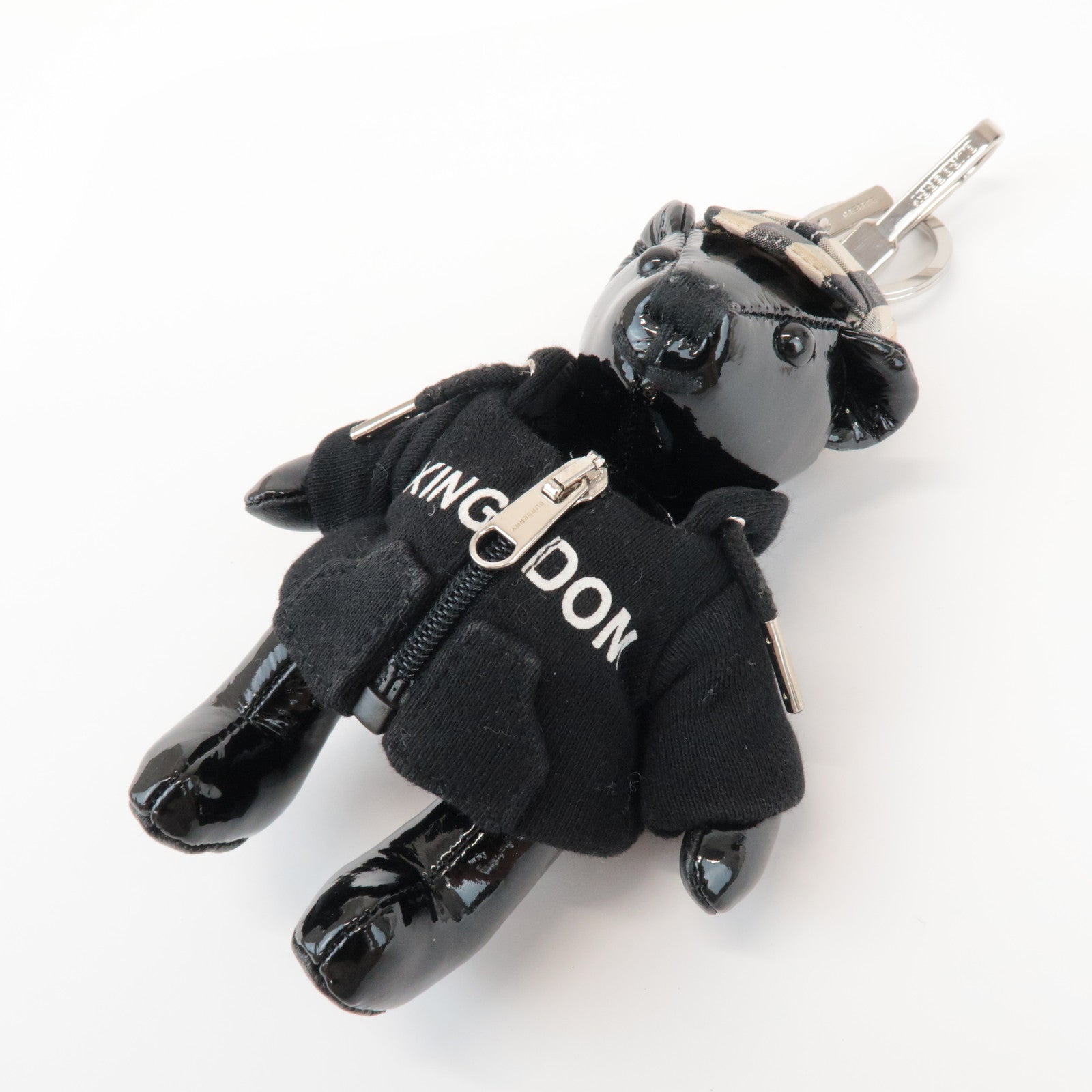 BURBERRY Thomas Bear Cotton Patent Leather Bag Charm Key Holder