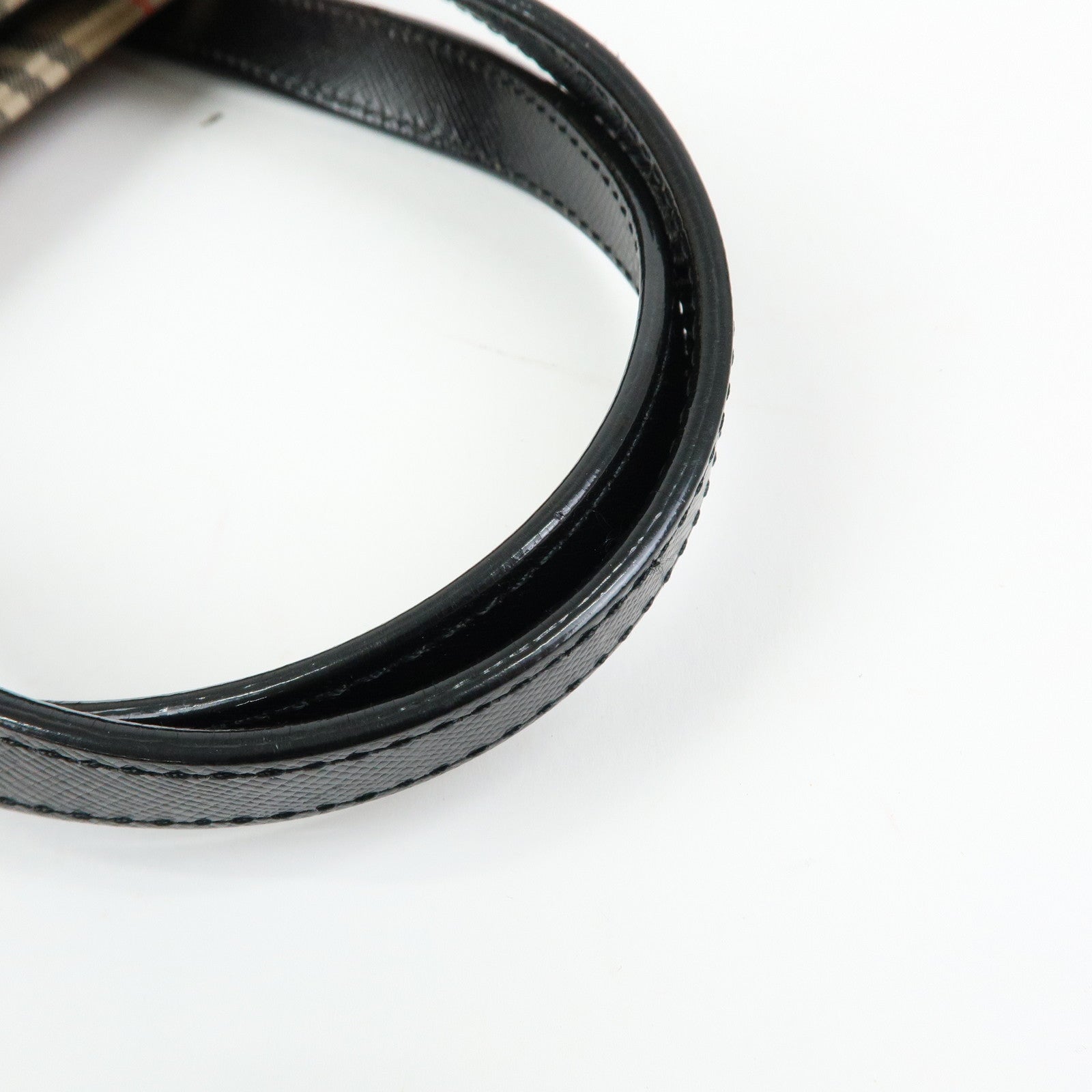 BURBERRY Nova Plaid Canvas Leather Hand Bag Tote Bag Beige Black