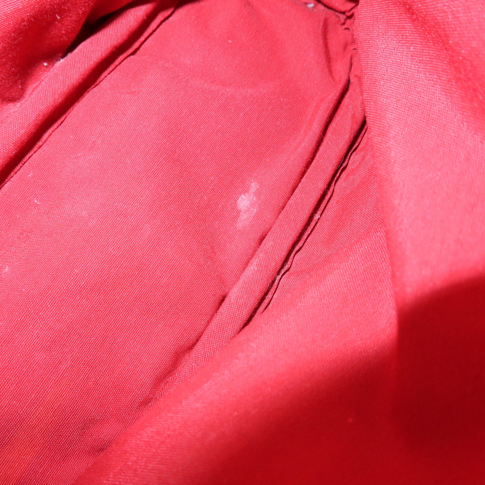 HERMES Bolide Cotton Leather Pouch Cosmetic Pouch Red