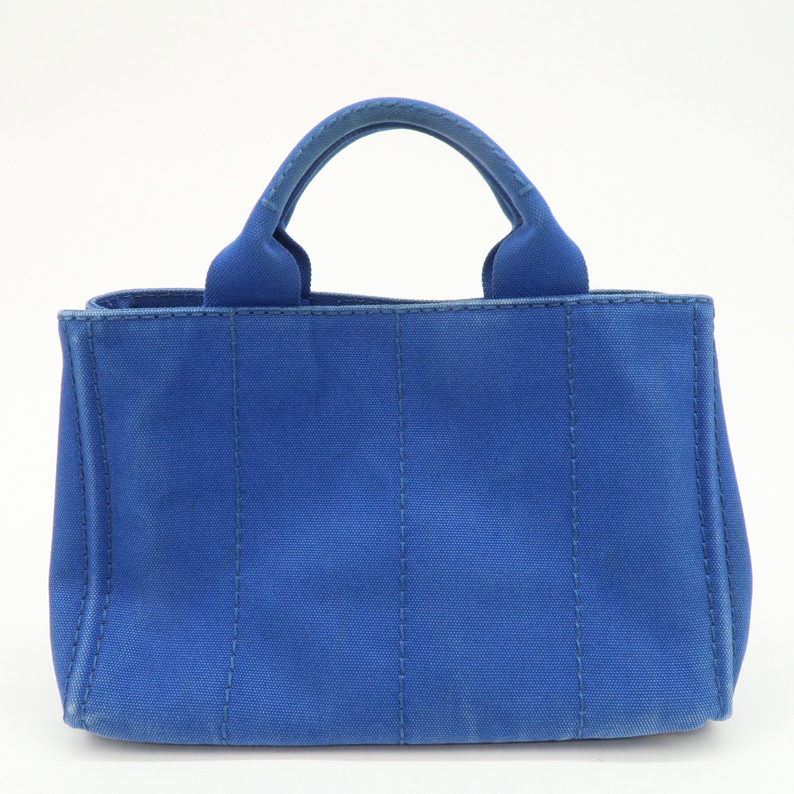 PRADA Logo Canapa Mini Canvas Hand Bag Tote Bag Blue BN2439