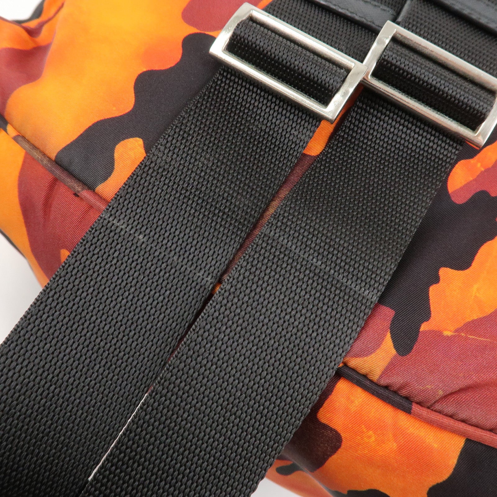 PRADA Triangle Logo Nylon Leather Backpack Camouflage OrangeBZ0032