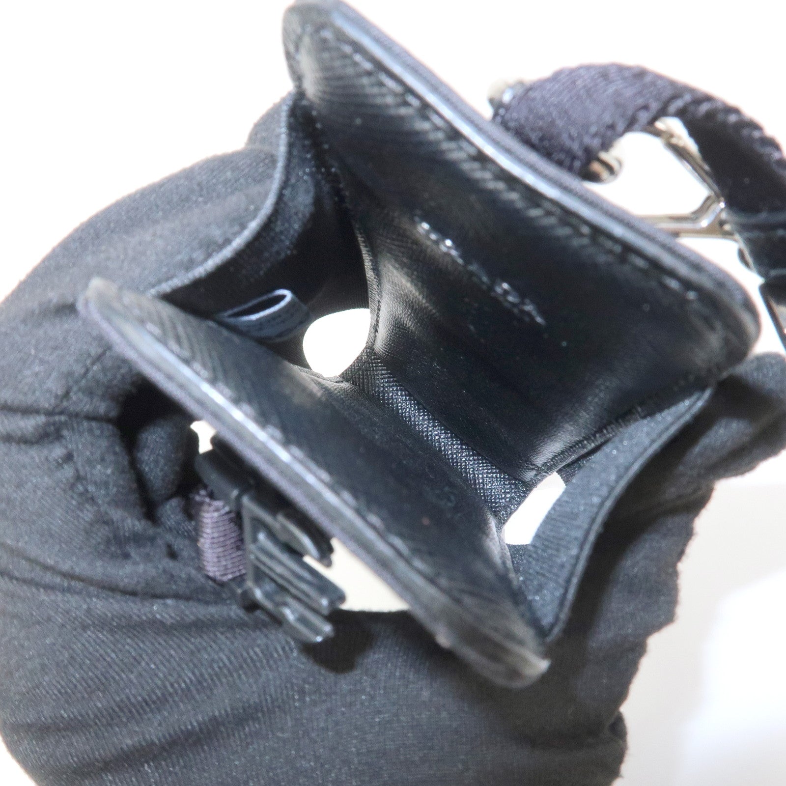 PRADA Triangle Logo Nylon Leather Phone Case Black 1ZT023