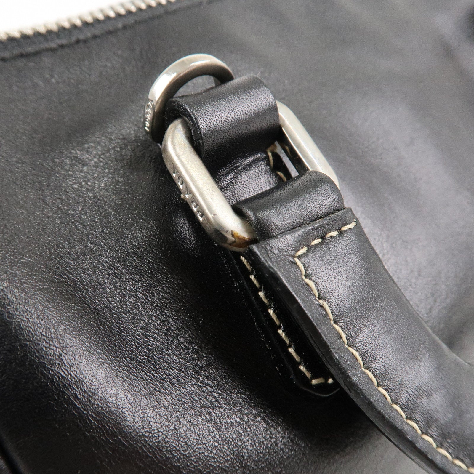 PRADA Leather Mini Boston Bag Hand Bag Black Used