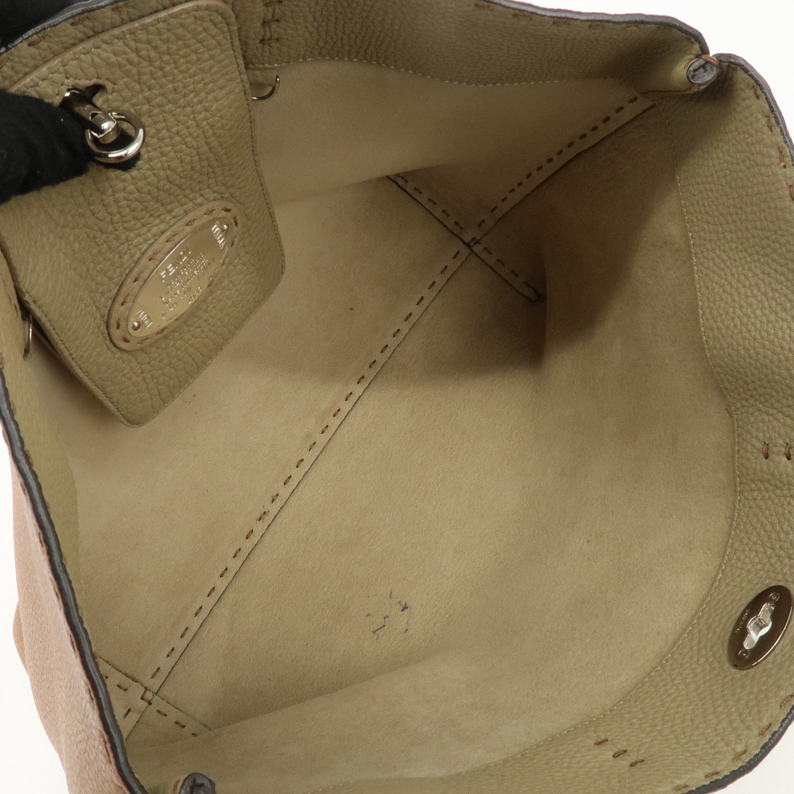 FENDI Selleria Leather Small Carla Tote Bag Shoulder Bag Brown 8BH257 Used