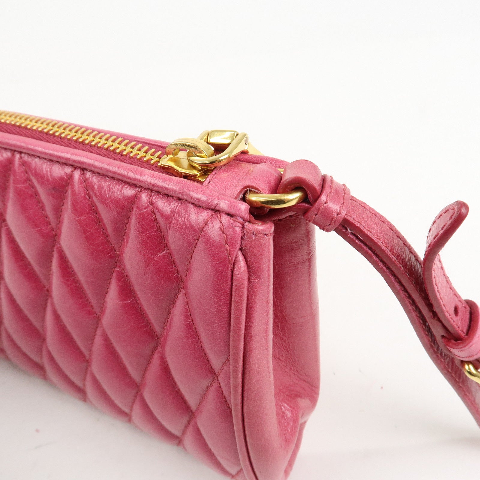 MIU MIU Logo Leather Clutch Bag Pouch Pink 5NE455