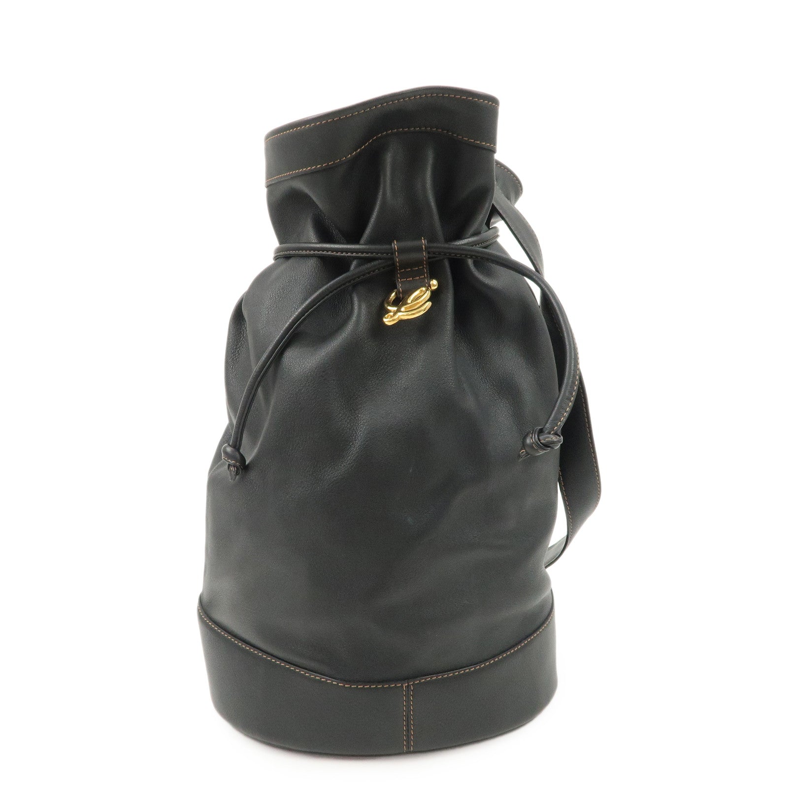 LOEWE Anton Leather Shoulder Bag Cross Body Bag Black Used