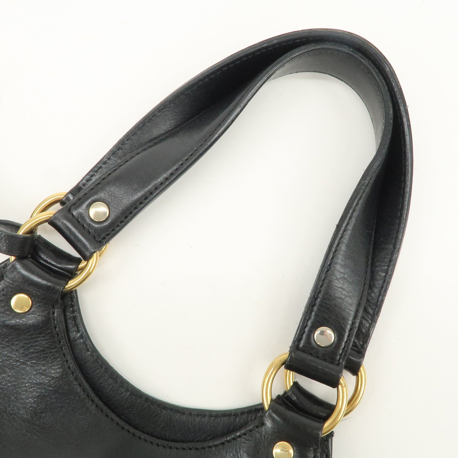 SAINT LAURENT Metropolis Rive Gauche Leather Tote Bag Black 177739