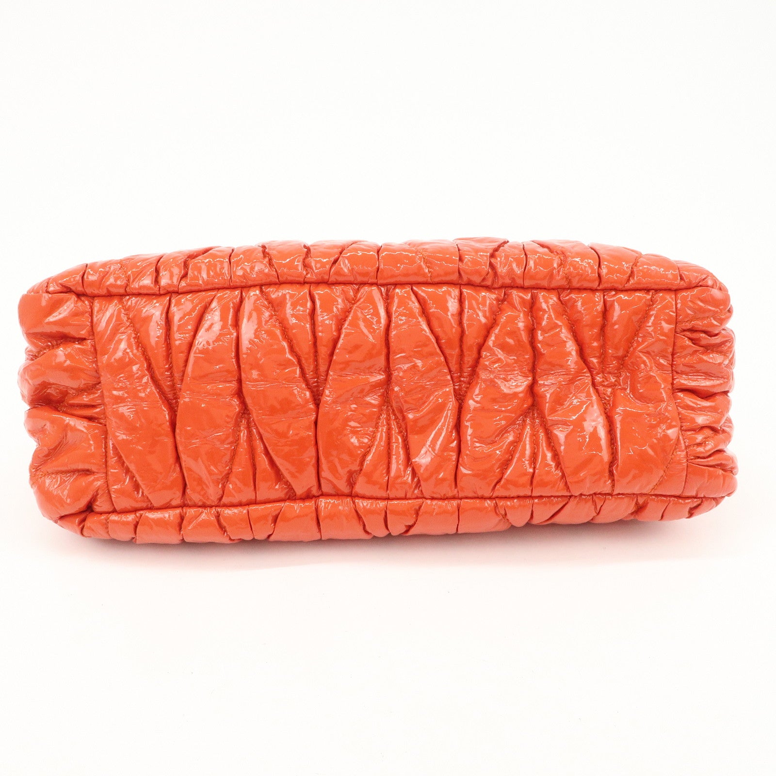 MIUMIU Matelasse Enamel Leather Clutch Bag Pouch Orange