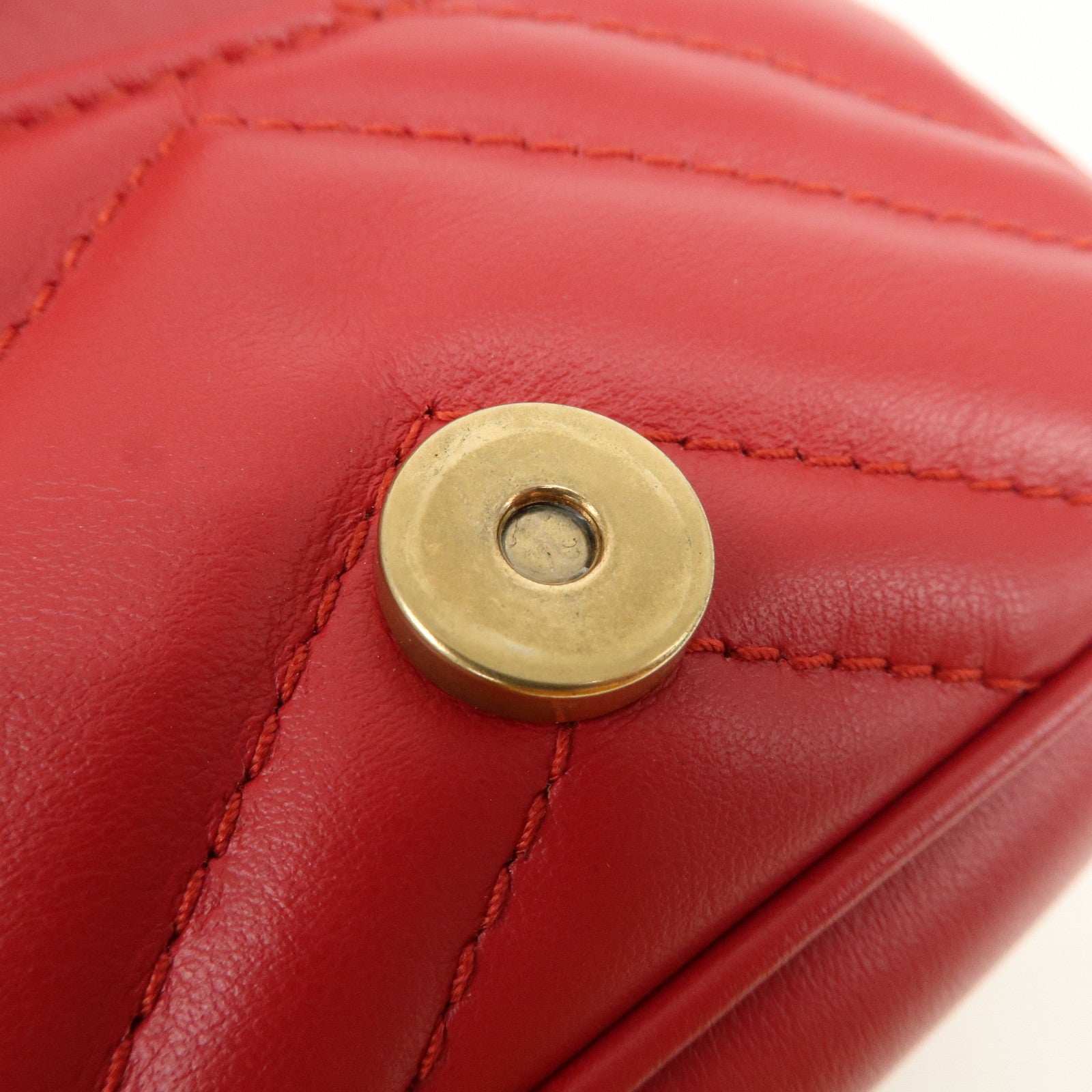 GUCCI GG Marmont Leather Chain Hand Bag Pouch Red 575161