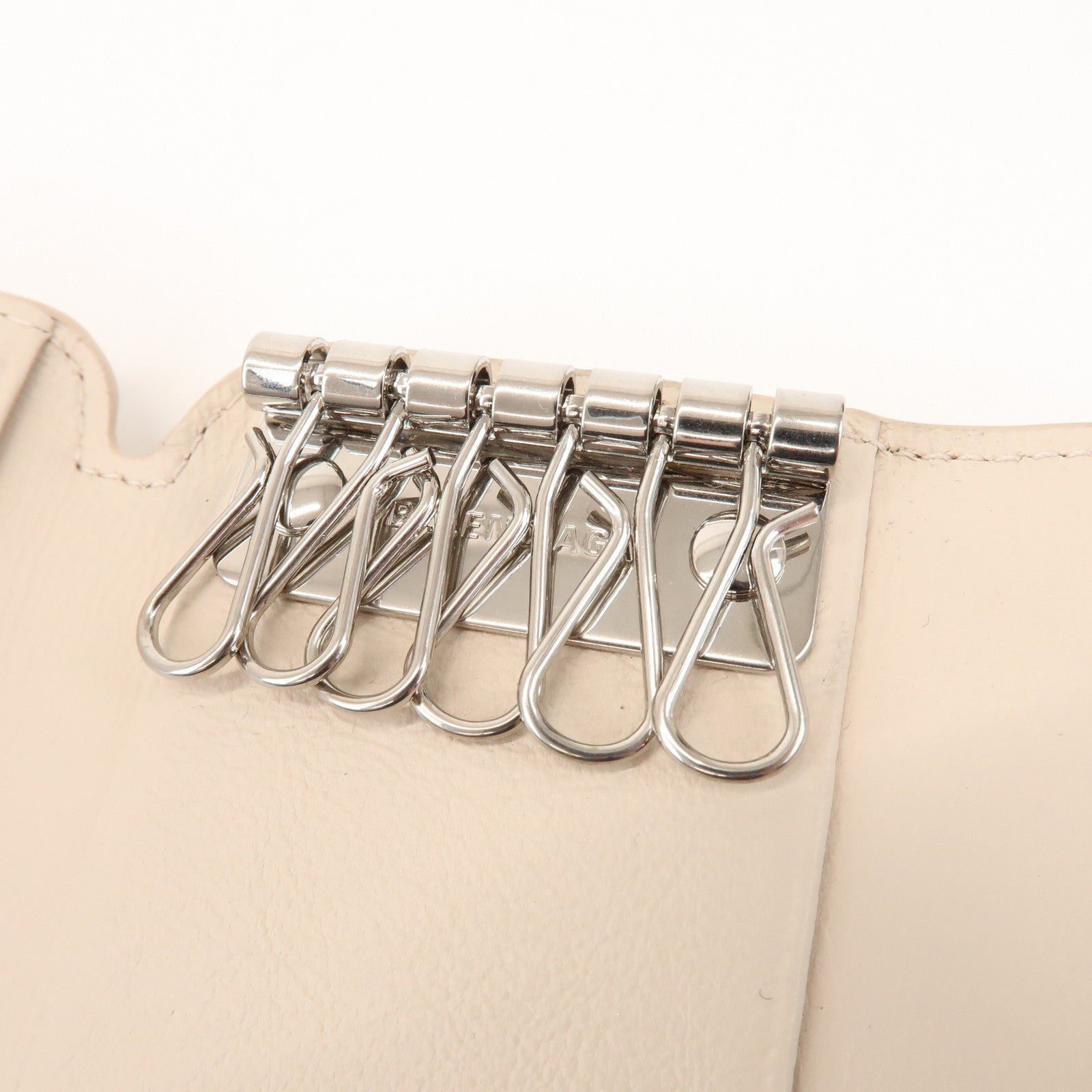 BALENCIAGA CASH Leather 6 Rings Key Case Key Holder Beige