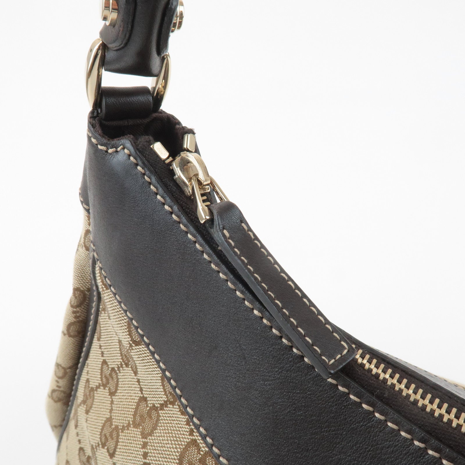 GUCCI Abbey GG Canvas Leather Shoulder Bag Hand Bag Beige Brown 189833 Used