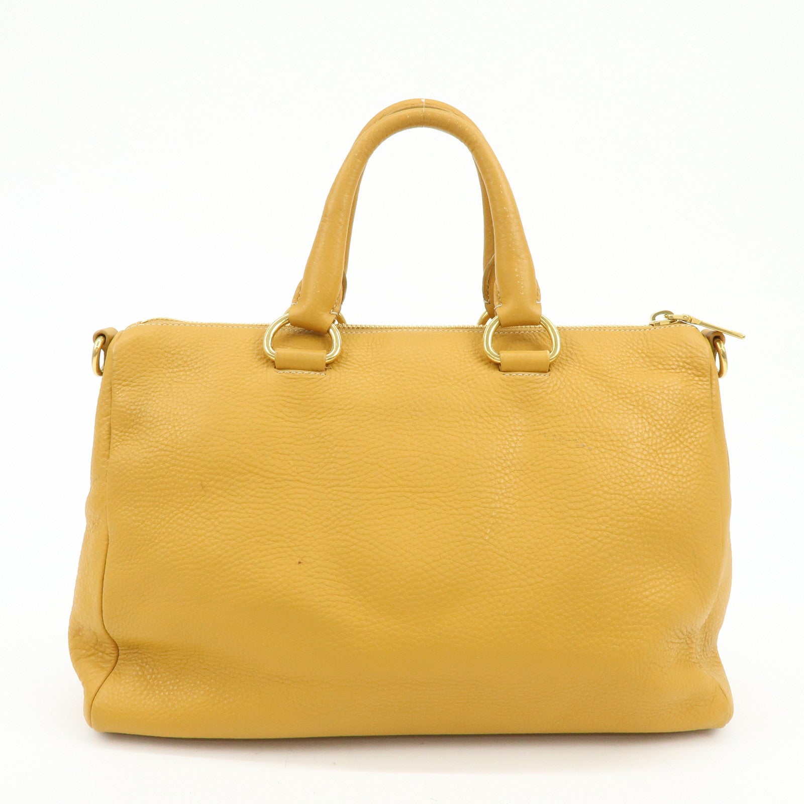 PRADA Triangle Logo Leather 2Way Bag Hand Bag Shoulder Bag BL0778