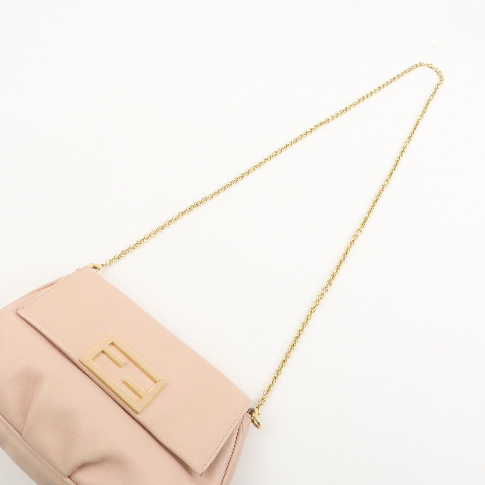 FENDI Leather Chain Shoulder Bag Purse Crossbody Bag 8M0276