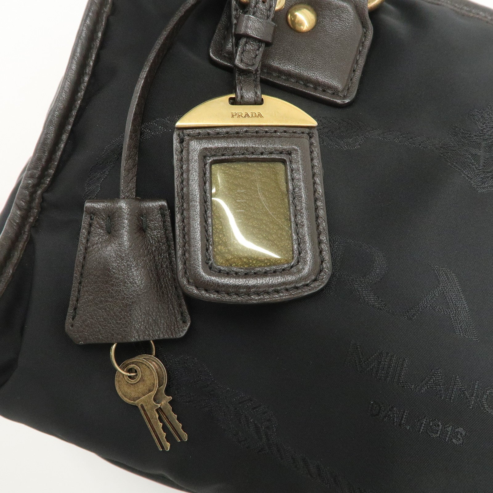 PRADA Nylon Jacquard Leather 2Way Bag Boston Shoulder Bag BL0769