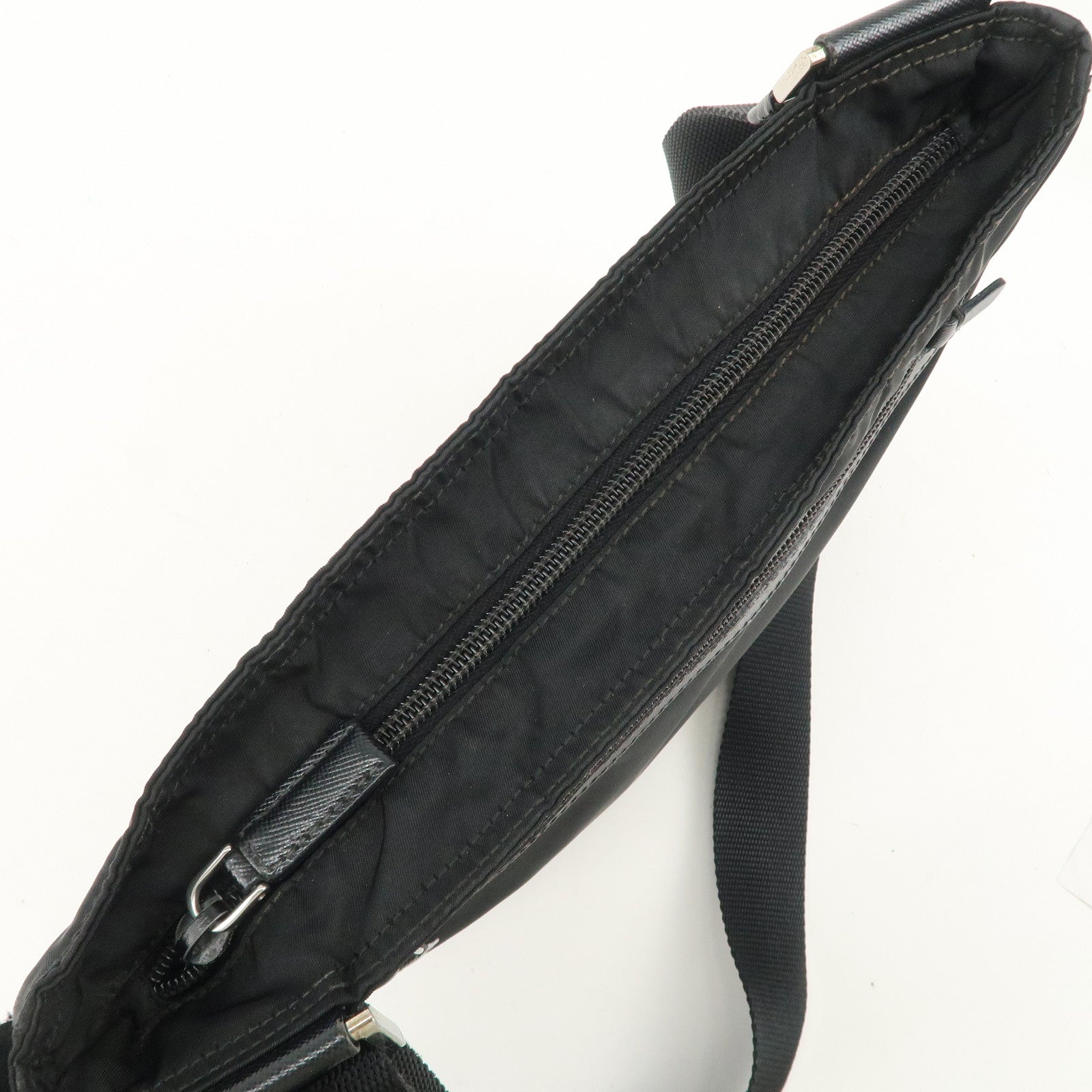 PRADA Triangle Logo Nylon Shoulder Bag Crossbody Bag Black Used