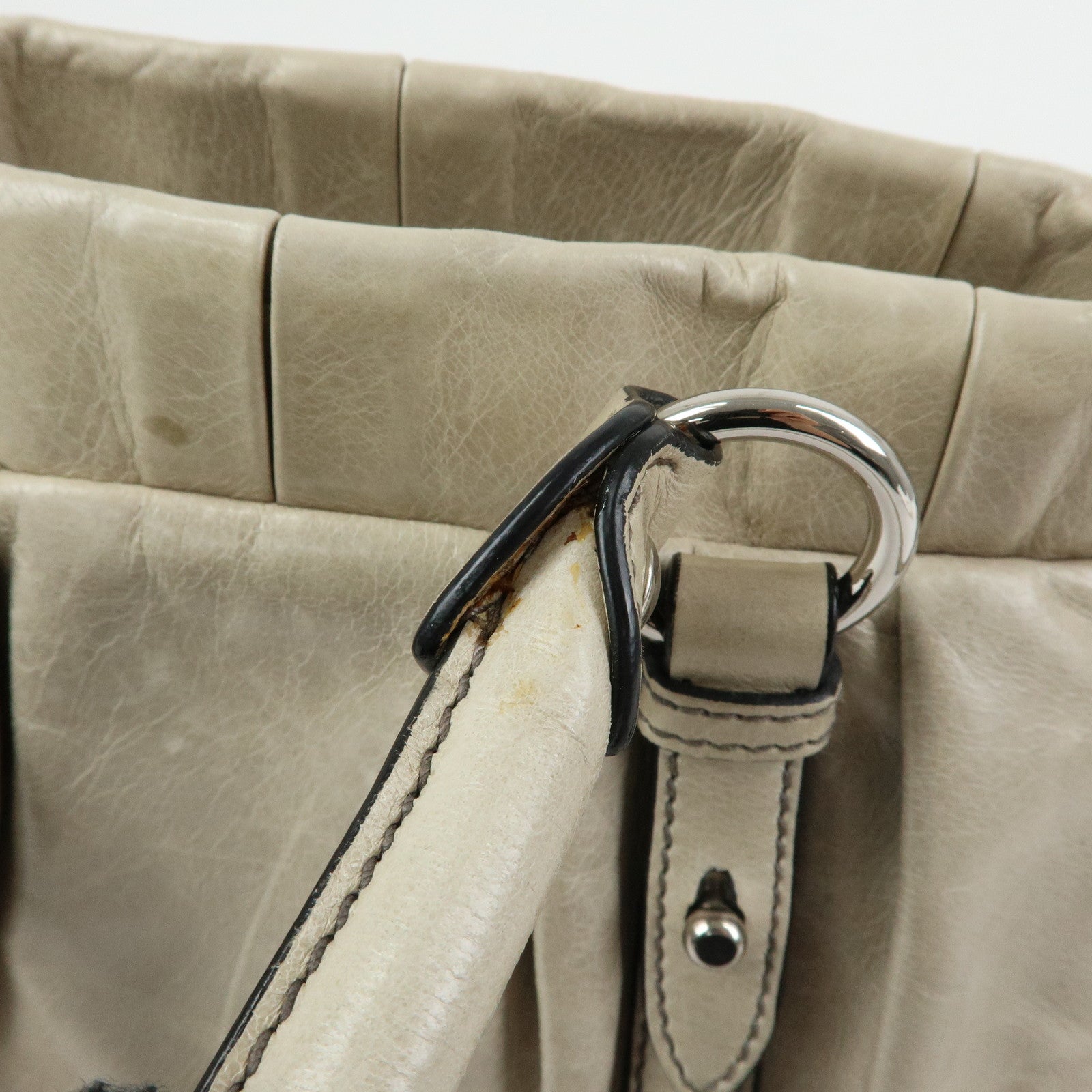 MIU MIU Logo Leather 2Way Bag Hand Bag Shoulder Bag Gray