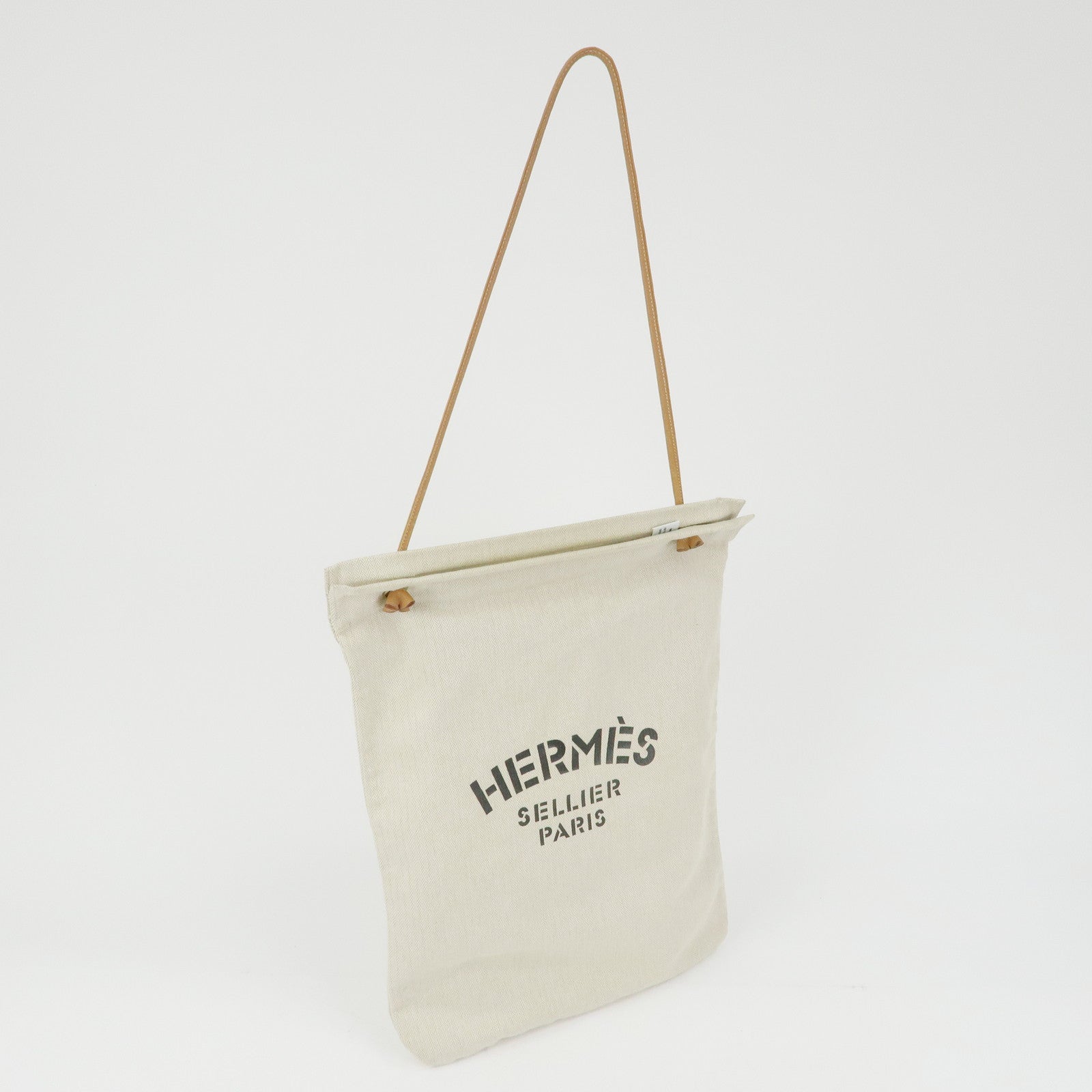 HERMES Aline GM Canvas Leather Shoulder Bag Hand Bag Natural
