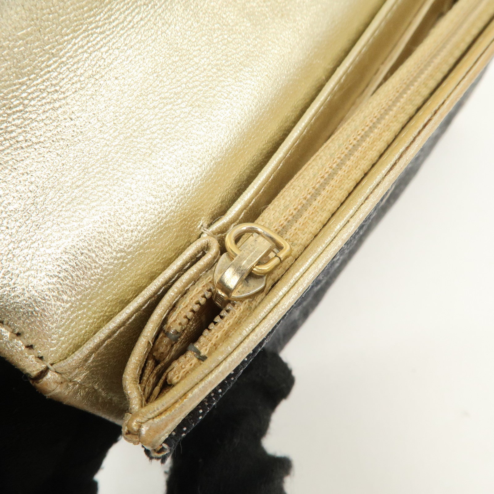 CHANEL COCO Mark Denim Bi-fold Wallet Indigo Blue A31991 Used