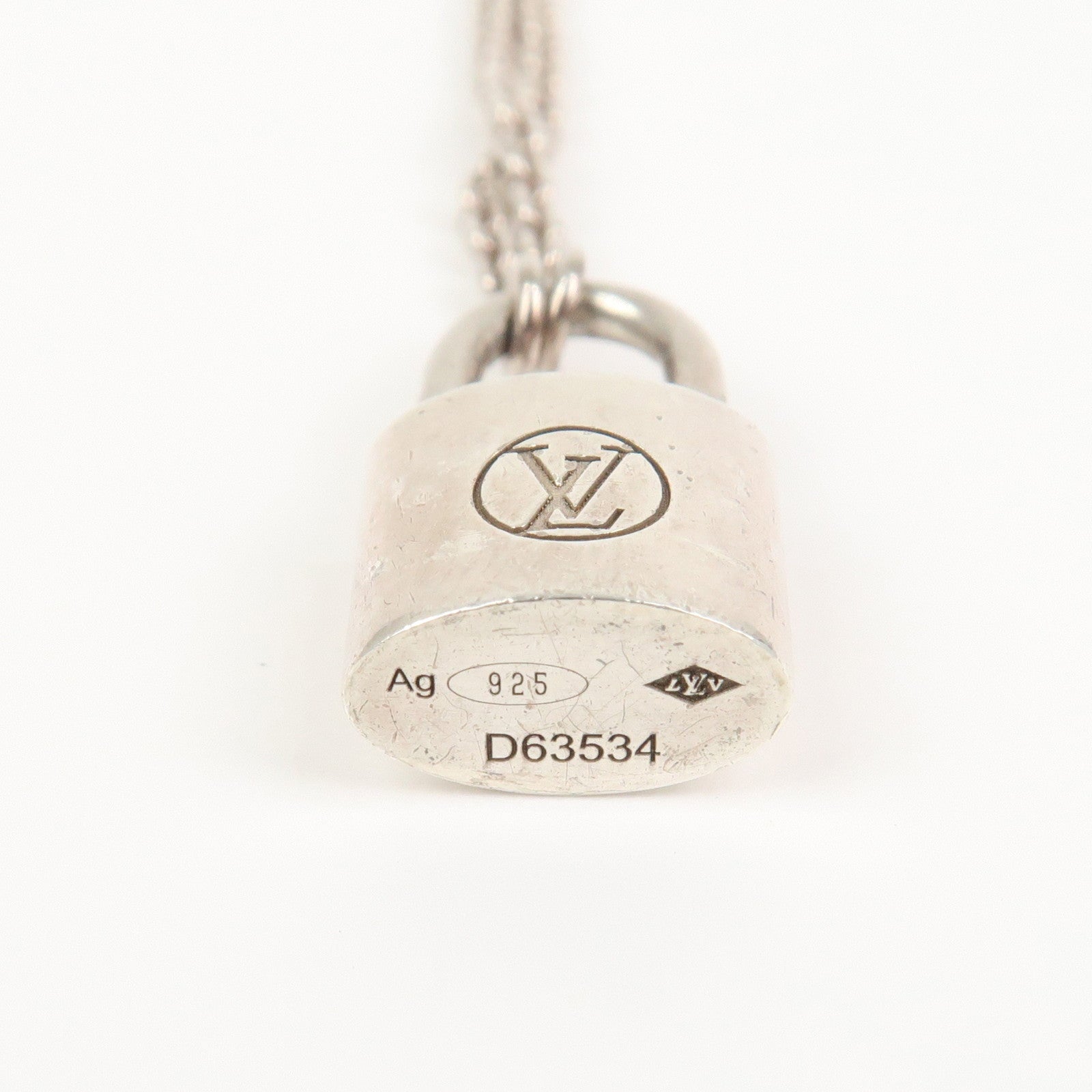 Louis Vuitton Lockit Pendant Necklace SV925 Silver D63534
