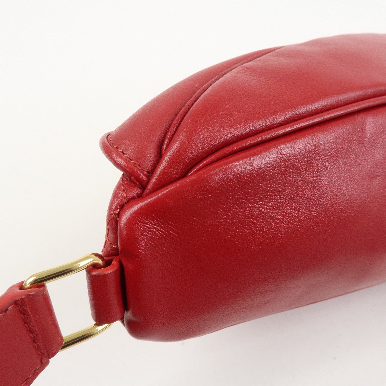 CELINE Leather C Charm Waist Bag Body Bag Red