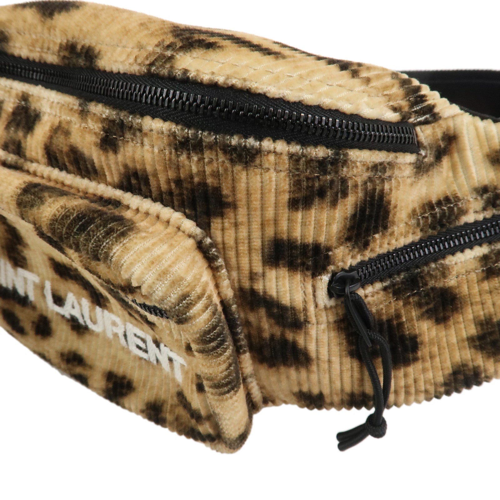 Saint Laurent Paris Corduroy Nylon NUX Body Bag Leopard 581375