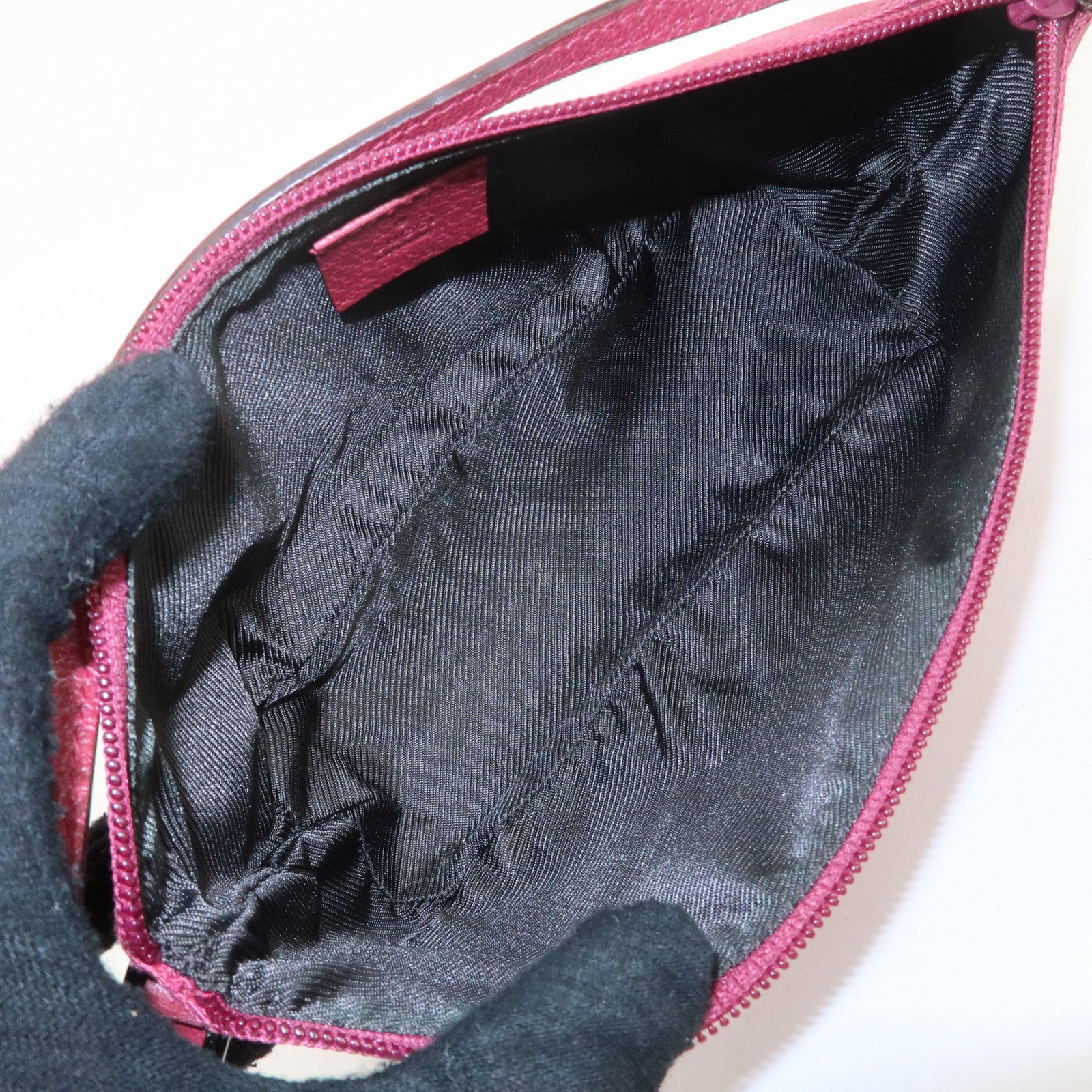 GUCCI Boat Bag GG Canvas Leather Hand Bag Pouch Pink 07198 Used