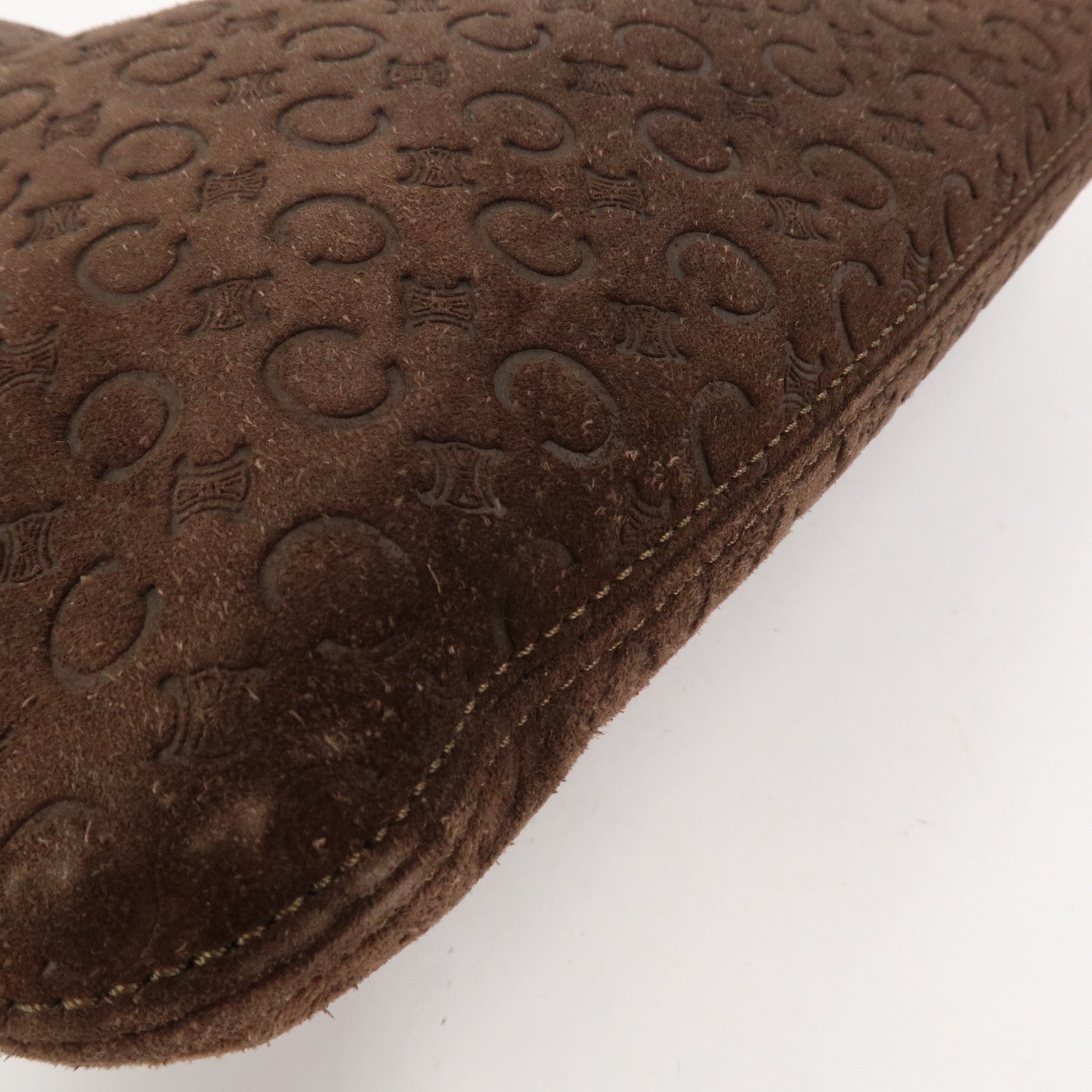 CELINE C Macadam Suede Leather Shoulder Bag Brown