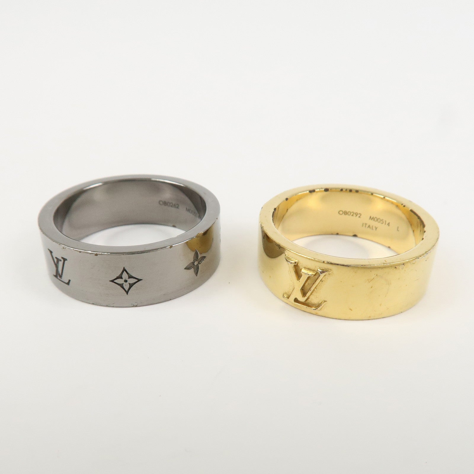 Louis Vuitton Instinct Set of2 Rings Size L Silver Grey Gold M00514