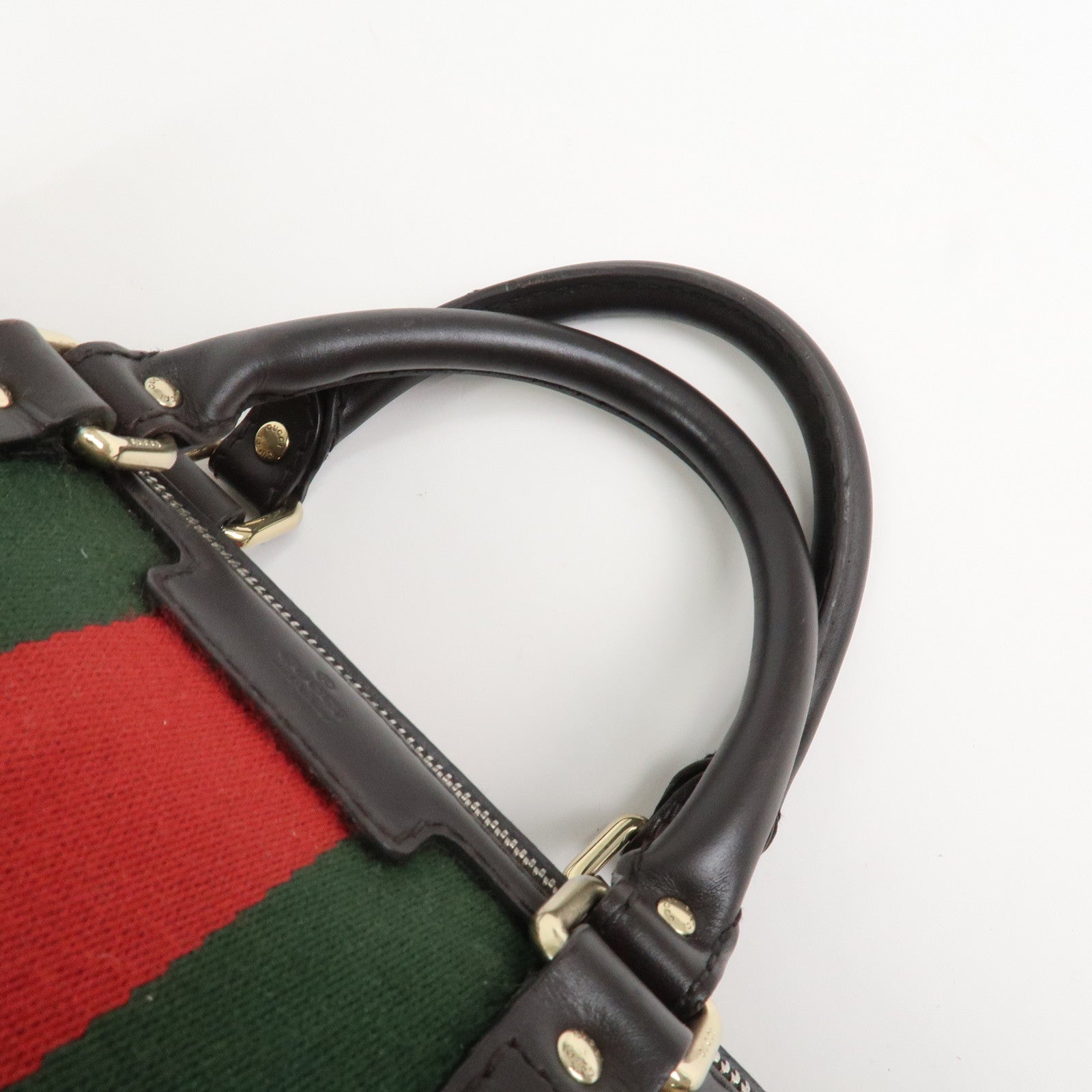 GUCCI Sherry GG Canvas Leather 2Way Bag Boston Bag Brown 247205