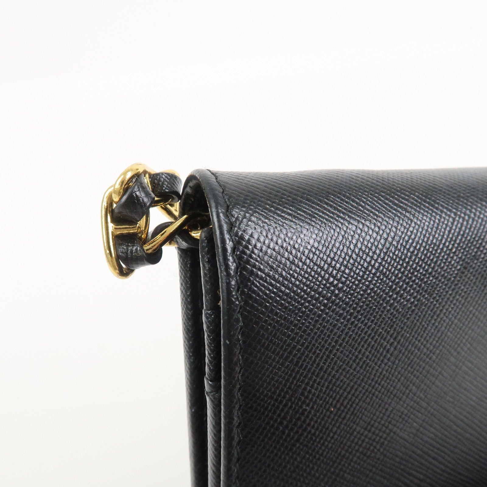 PRADA Saffiano Leather Chain Wallet WOC Black 1M1290